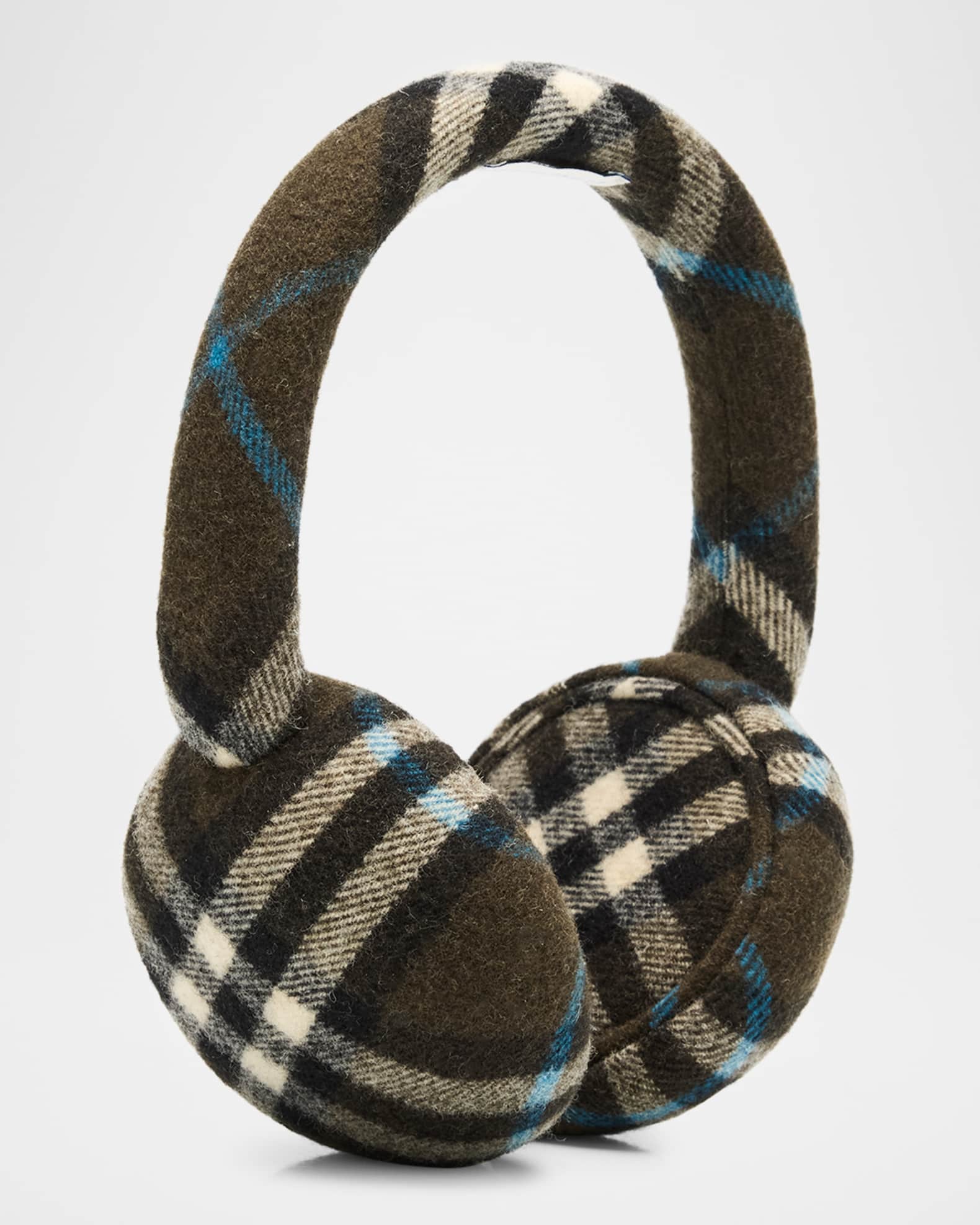 Check Wool Earmuffs