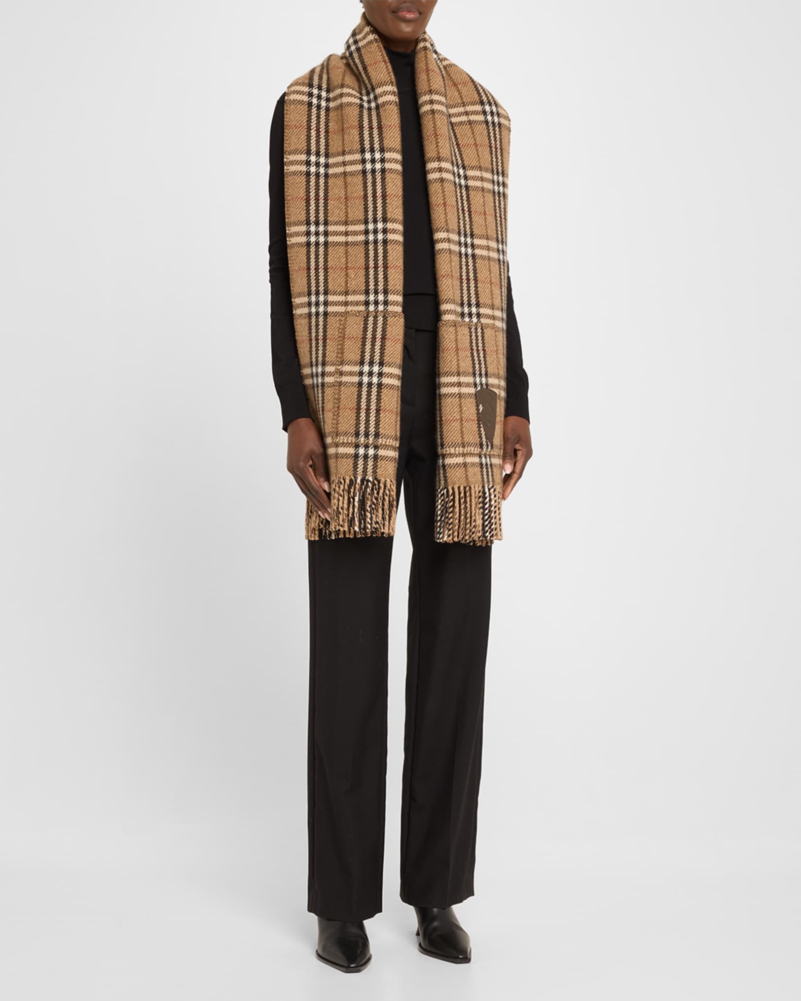 Burberry Houndstooth Check Print Reversible Cashmere Blend Scarf Neiman Marcus