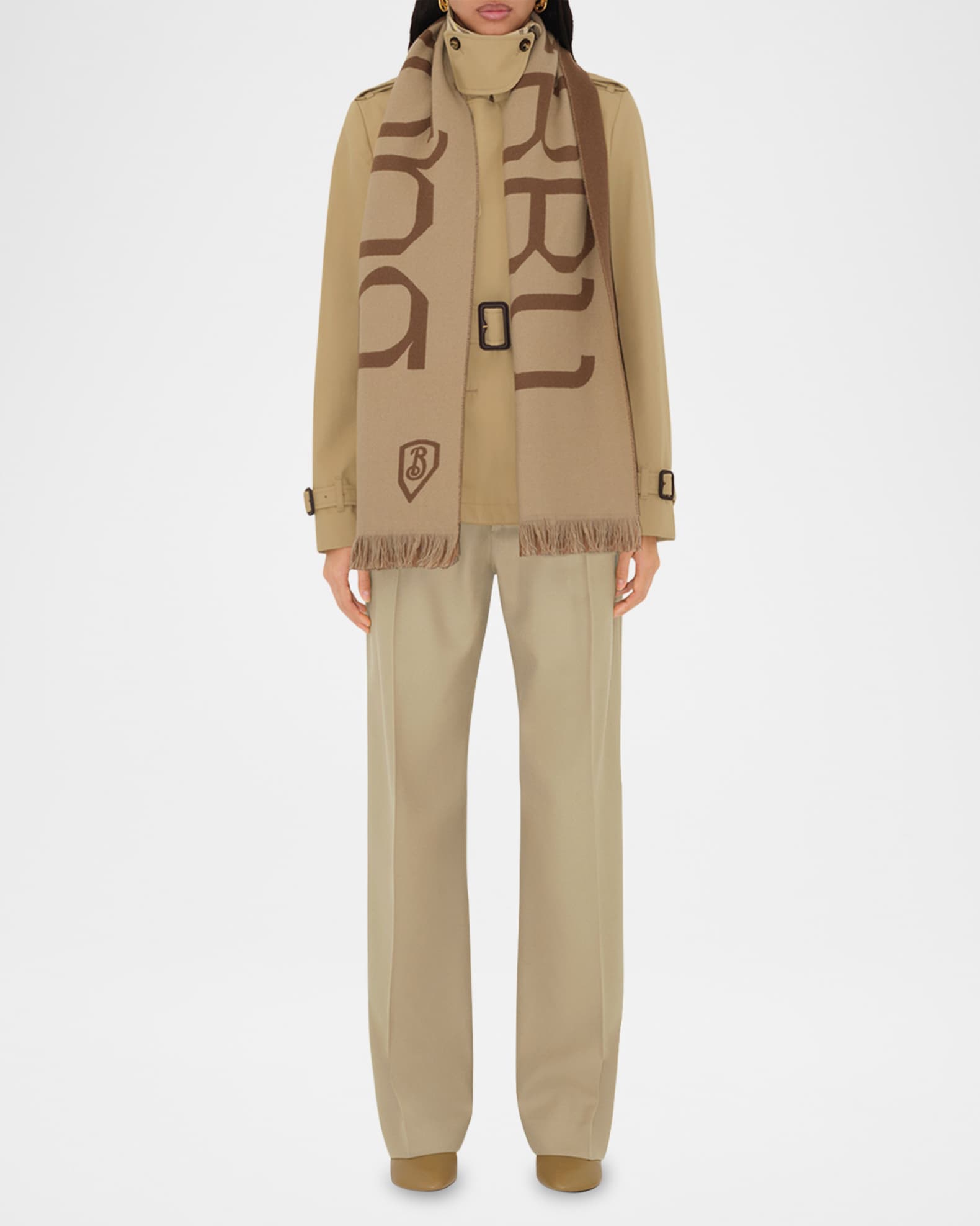 Heraldry Logo-Print Wool Scarf 1