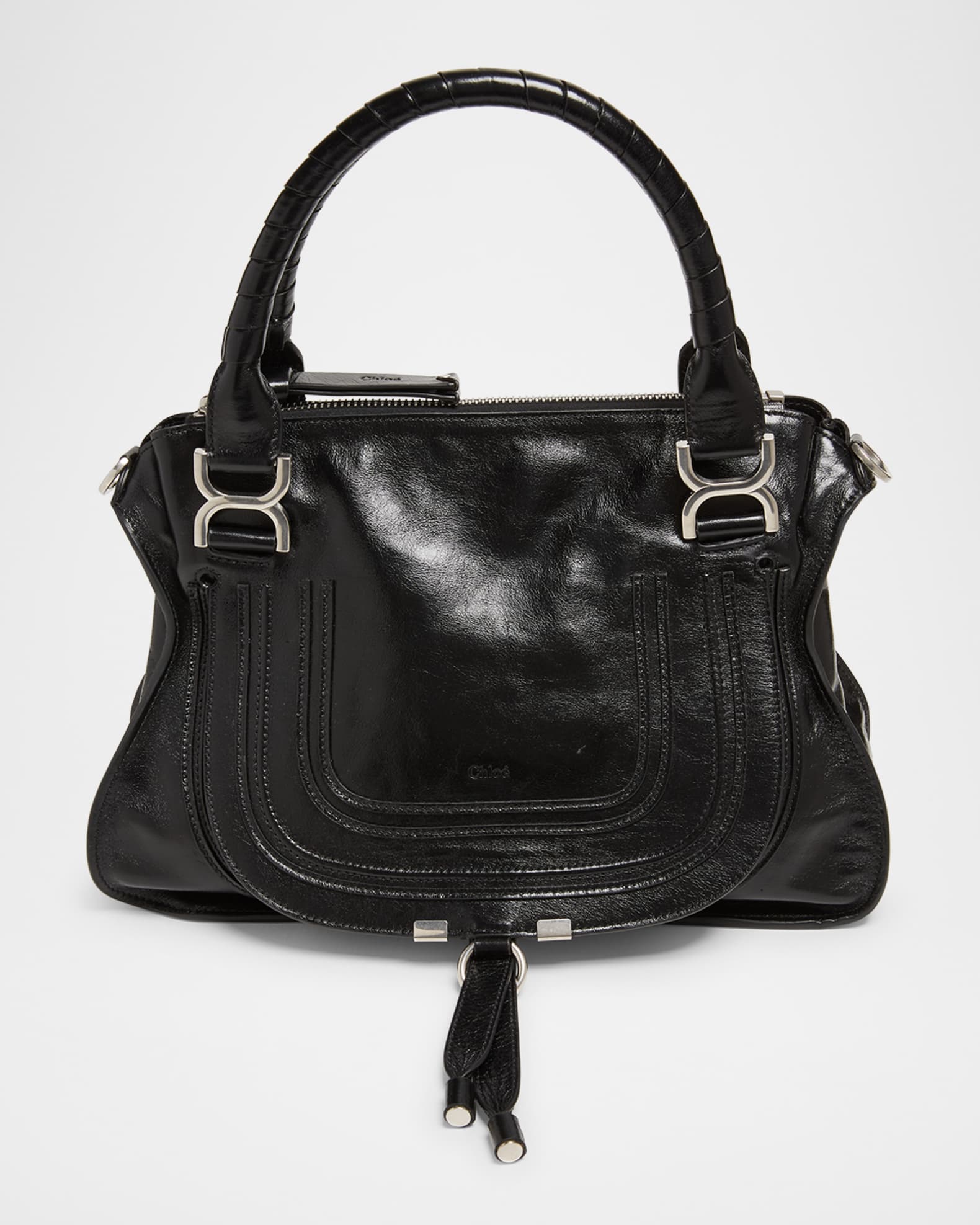 Chloe Marcie Medium Satchel Bag in Shiny Calfskin Neiman Marcus