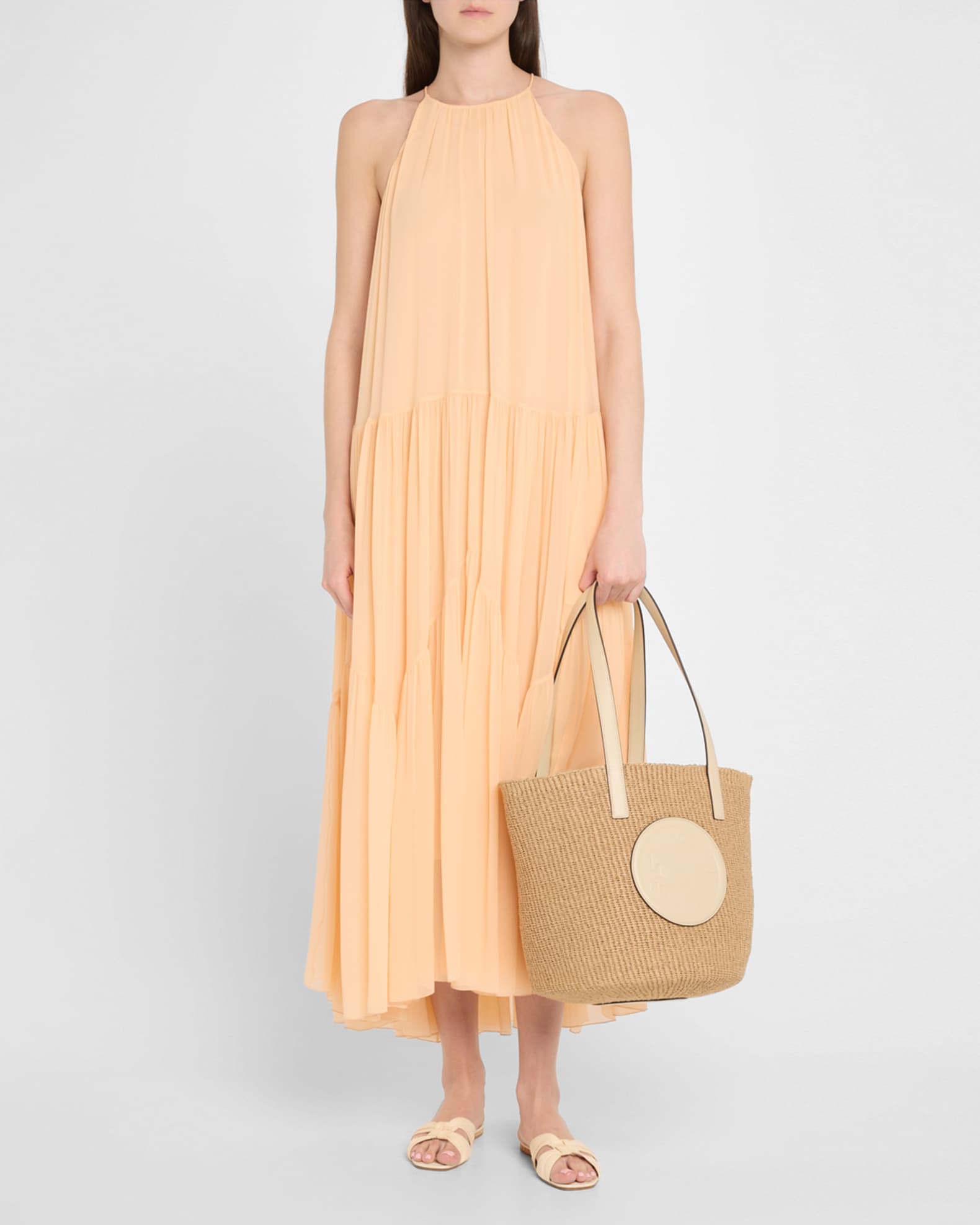 【Chloe】HORSE MEDAL LARGE BASKET◆CHC25SS591O82 Chloé Large Horse Medal Basket In Natural Fibers in Sepia