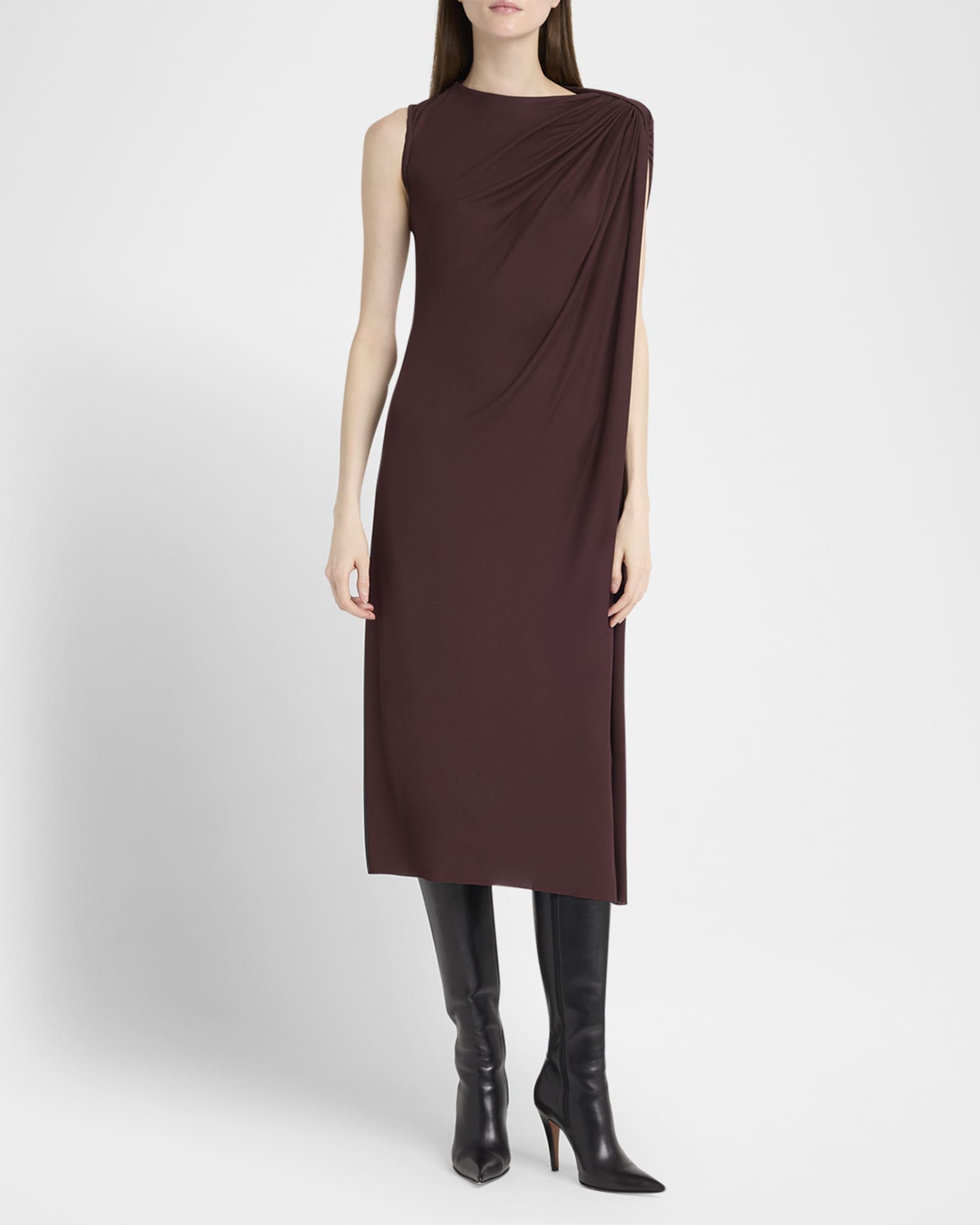 Draped Sleeveless Midi Dress 1