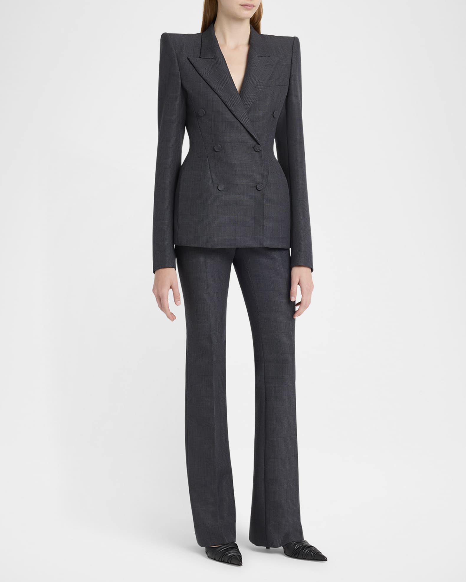 Low-Rise Check Bootcut Trousers 1
