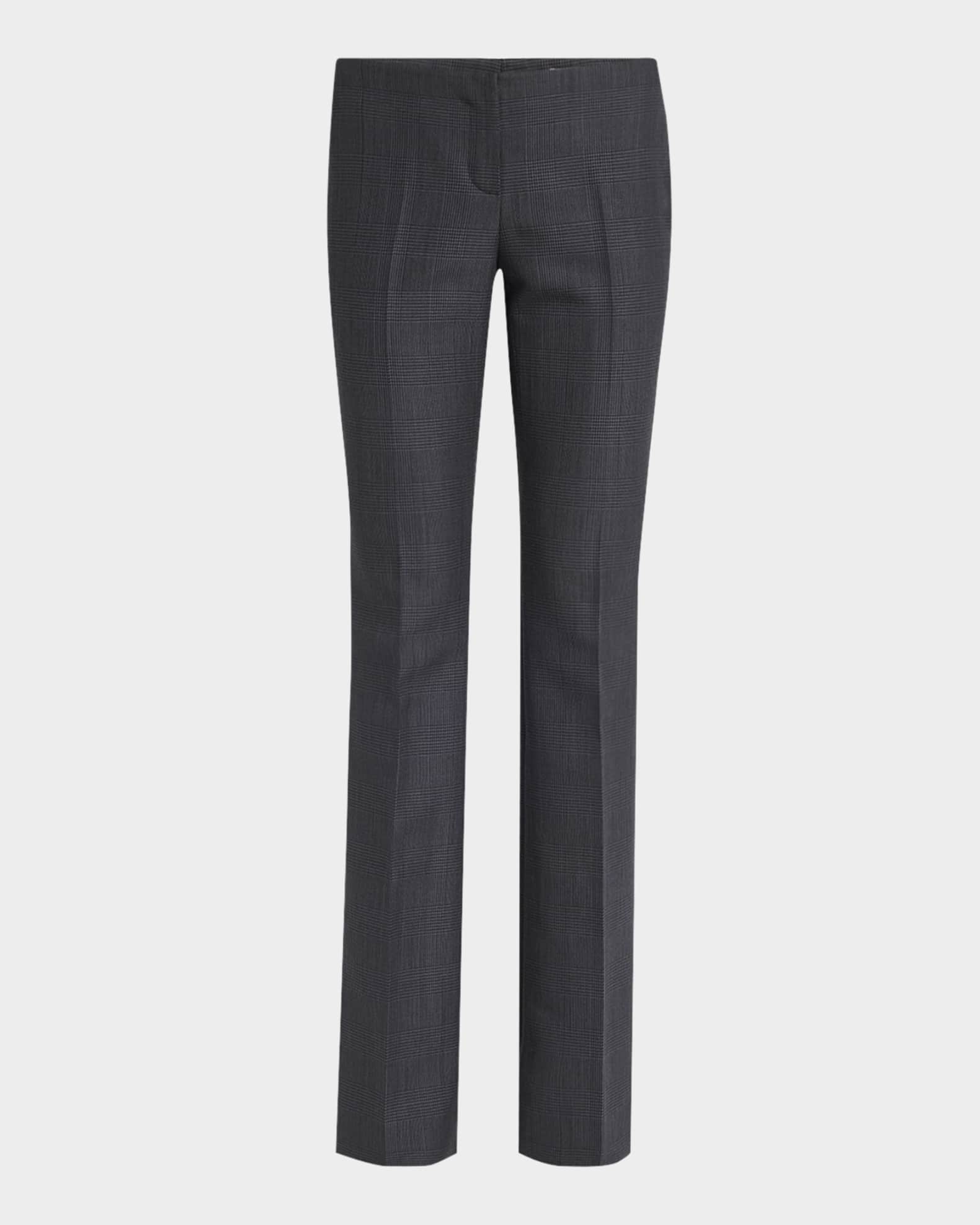 Low-Rise Check Bootcut Trousers 0