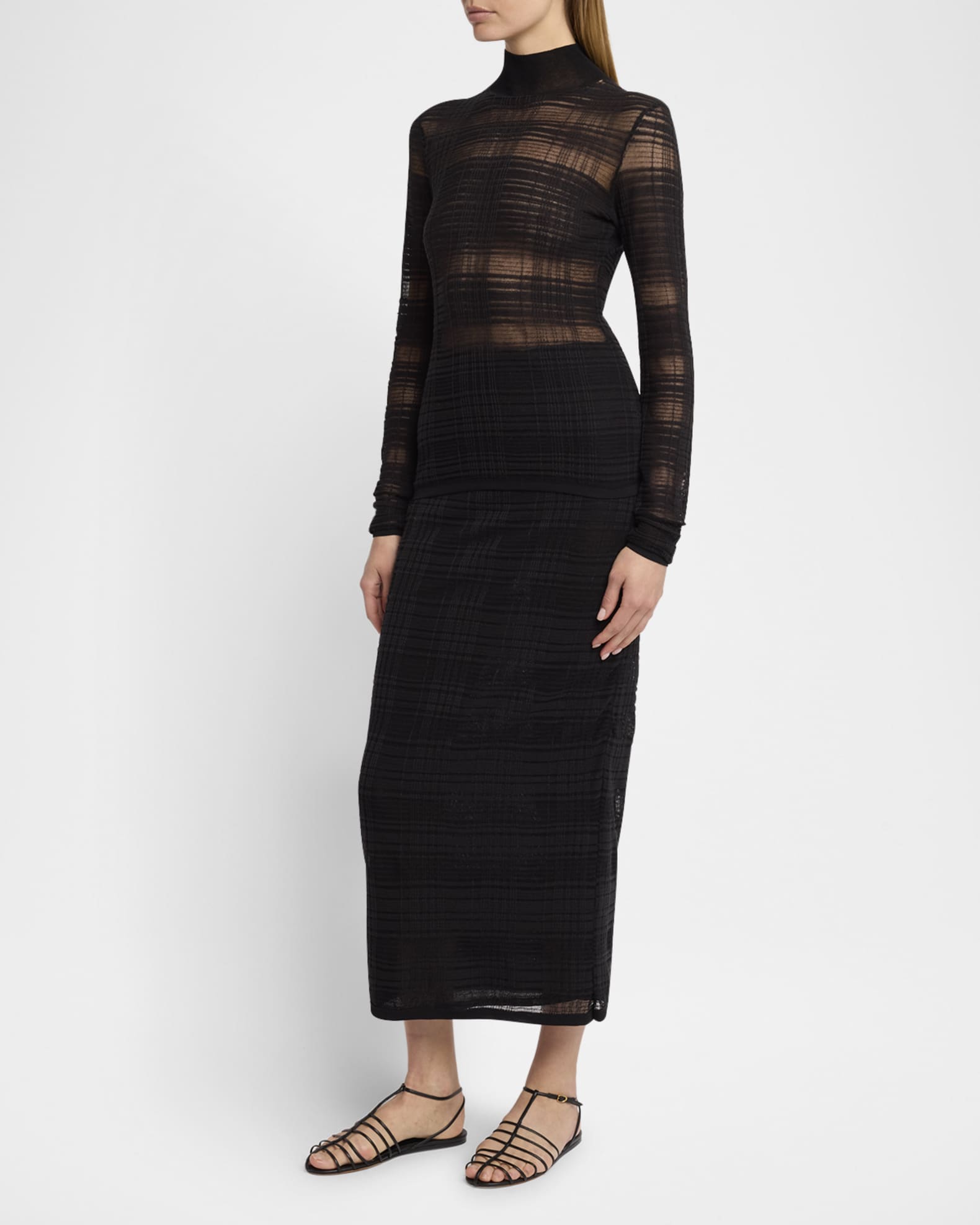 Stefanie Plaid Knit Turtleneck Sweater 1
