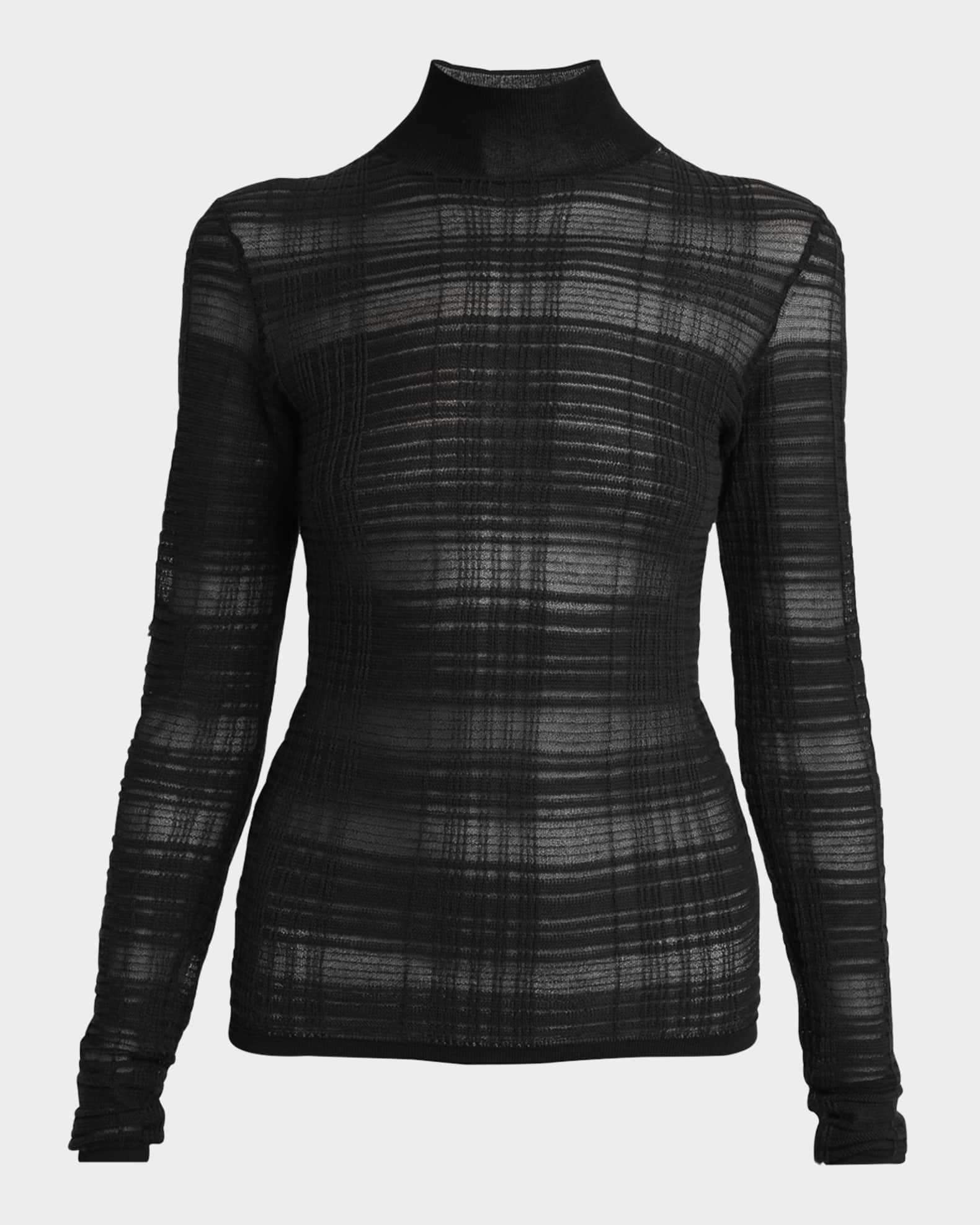 Stefanie Plaid Knit Turtleneck Sweater 0