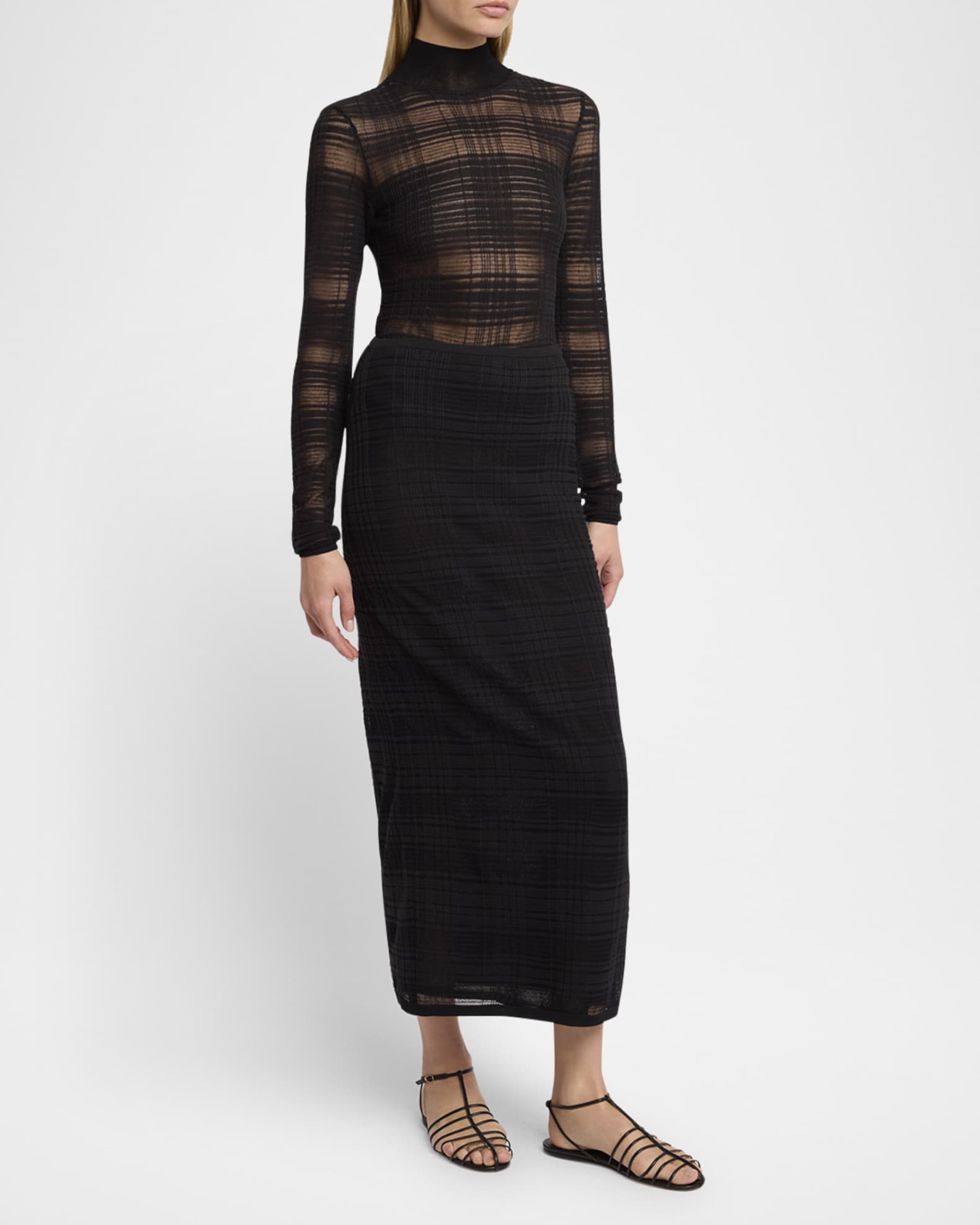 Elsa Plaid Knit Midi Skirt 1