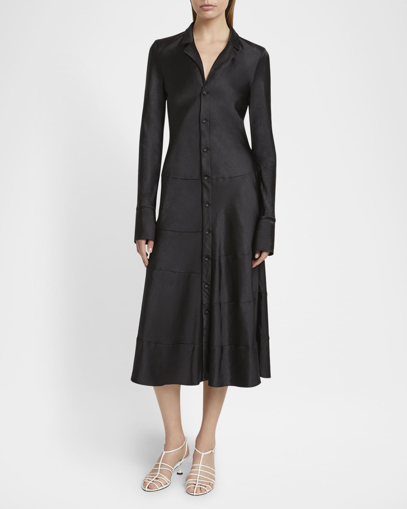 Amelie Satin Button-Front Midi Dress 1