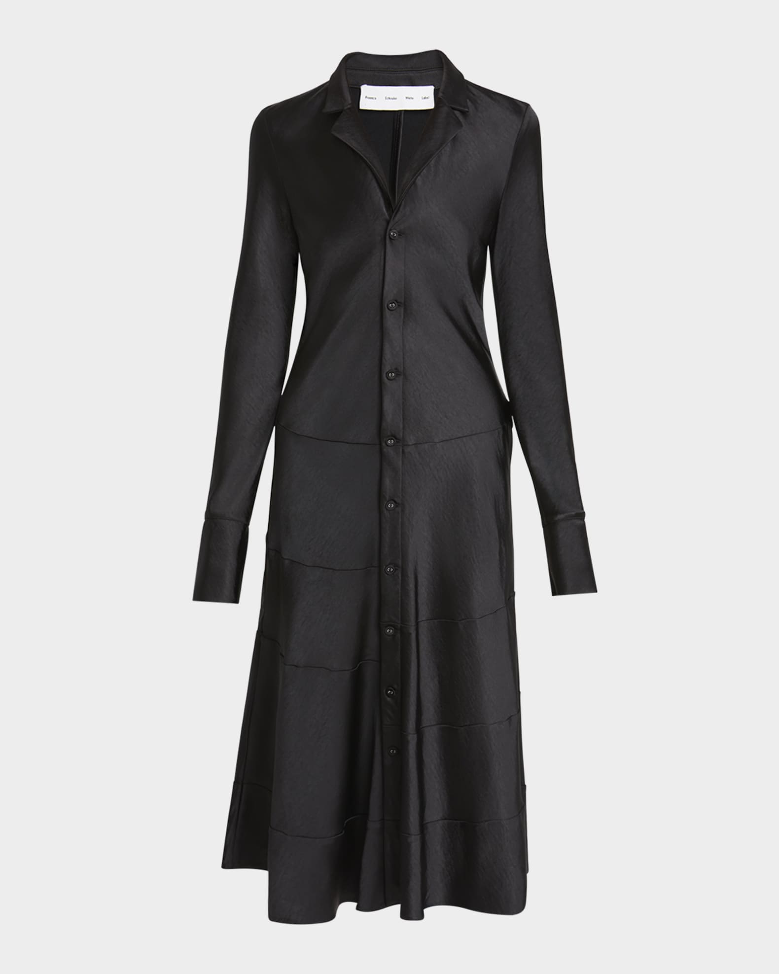 Amelie Satin Button-Front Midi Dress 0