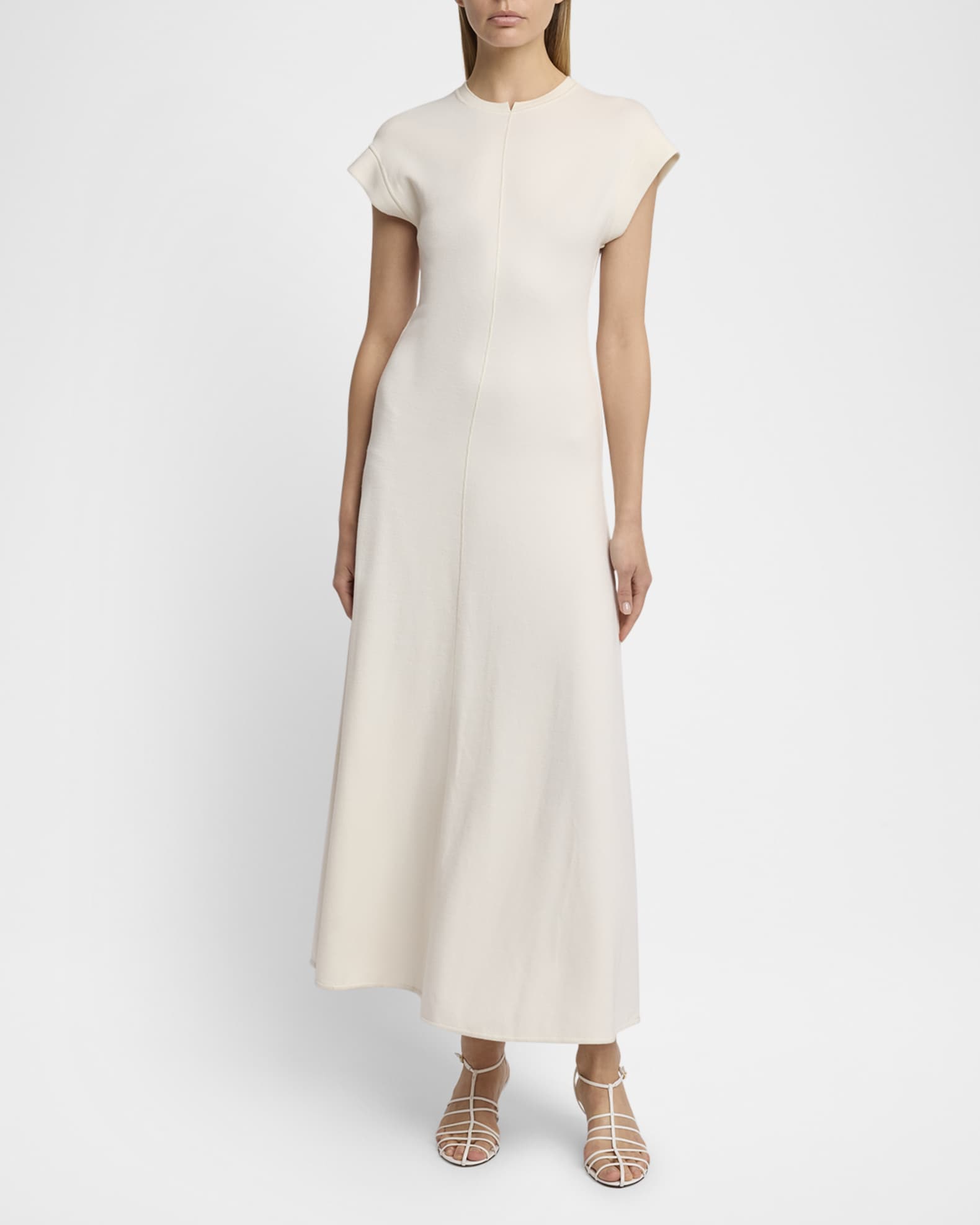 Melaine Short-Sleeve Souffle Cotton-Blend Midi Dress 1