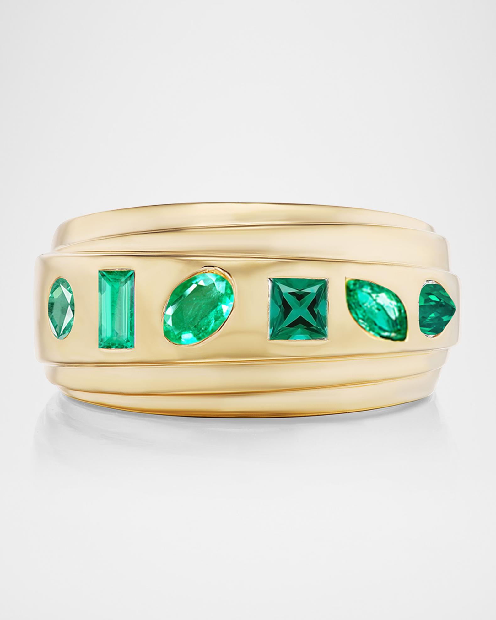 Sorellina 18K Yellow Gold Flush-Mount Emerald Ring | Neiman Marcus