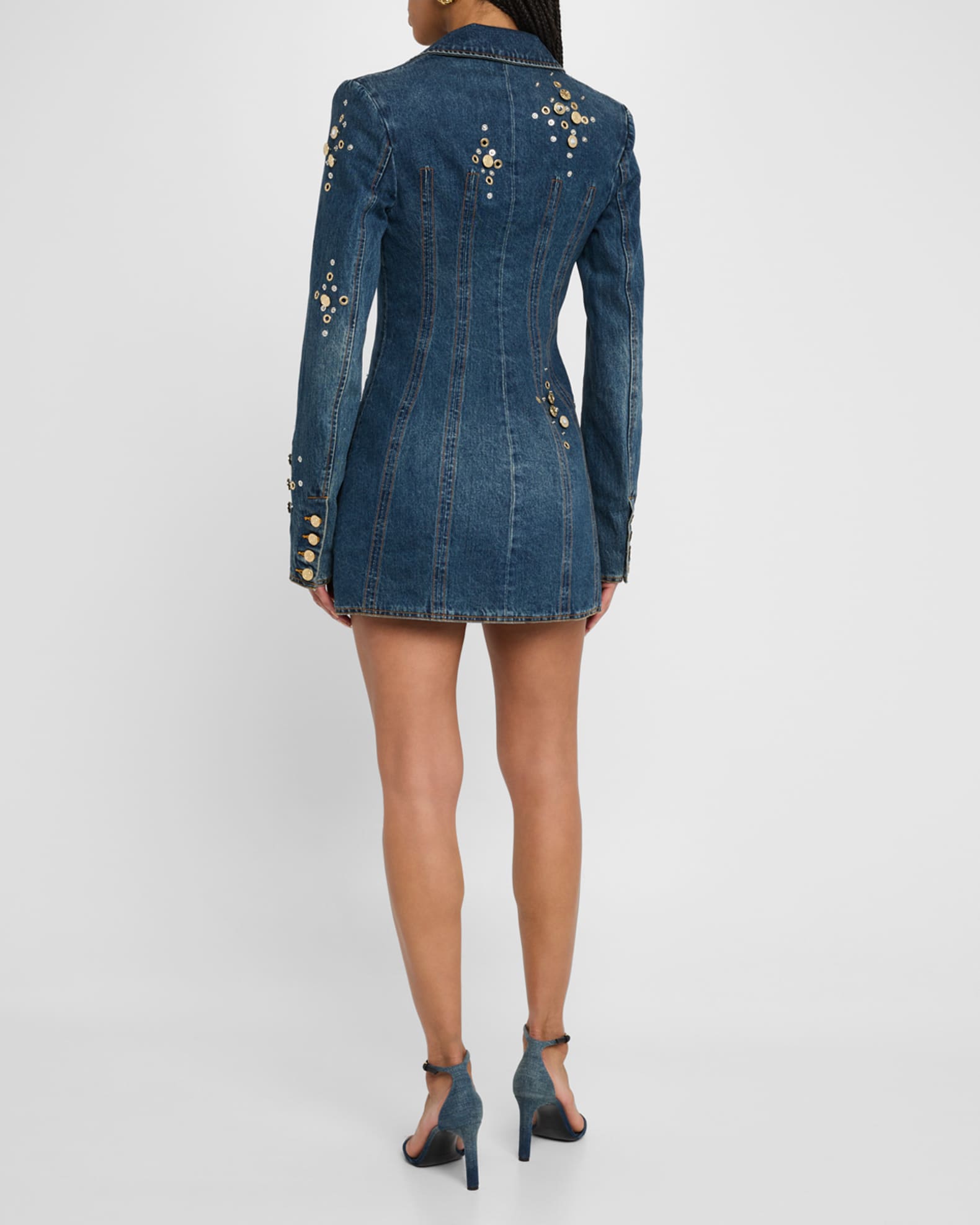 white christmas dresses Evereve Women's SS Studded Denim Dress, Size XS, Black main image 0