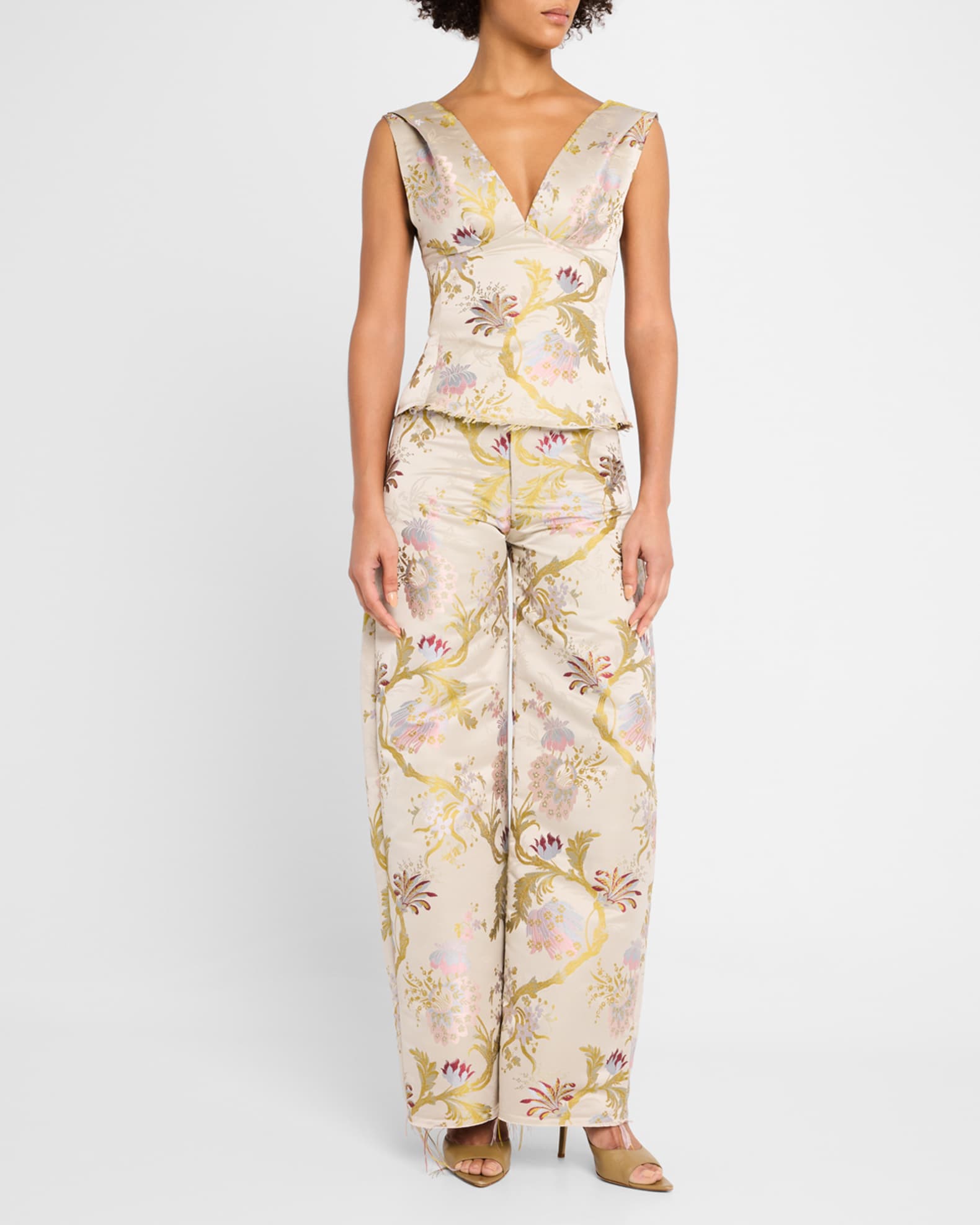 Floral Satin Brocade Top 1