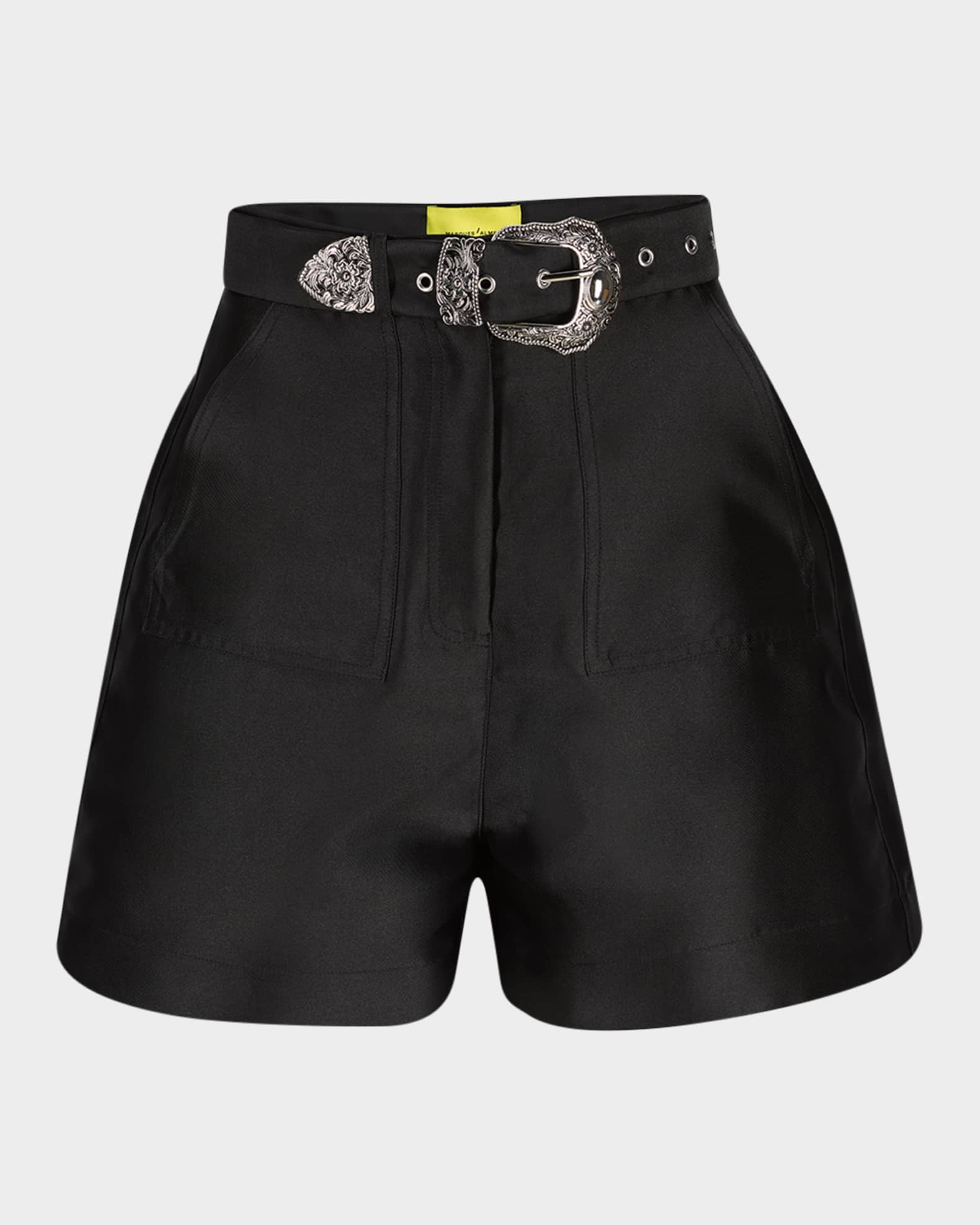 Belted Satin Mikado Shorts 0