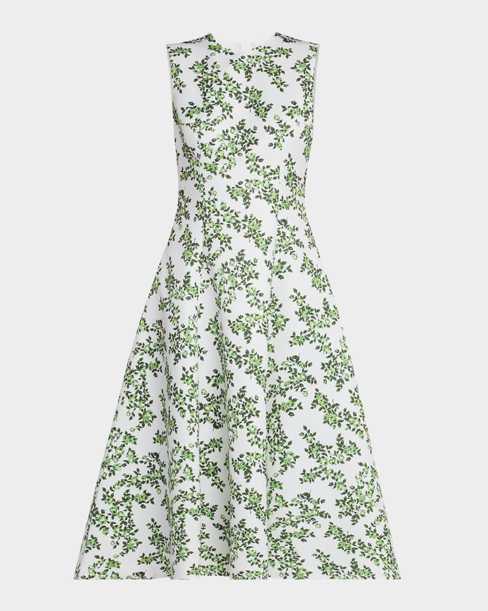 Mara Floral-Print Sleeveless Midi Dress 0