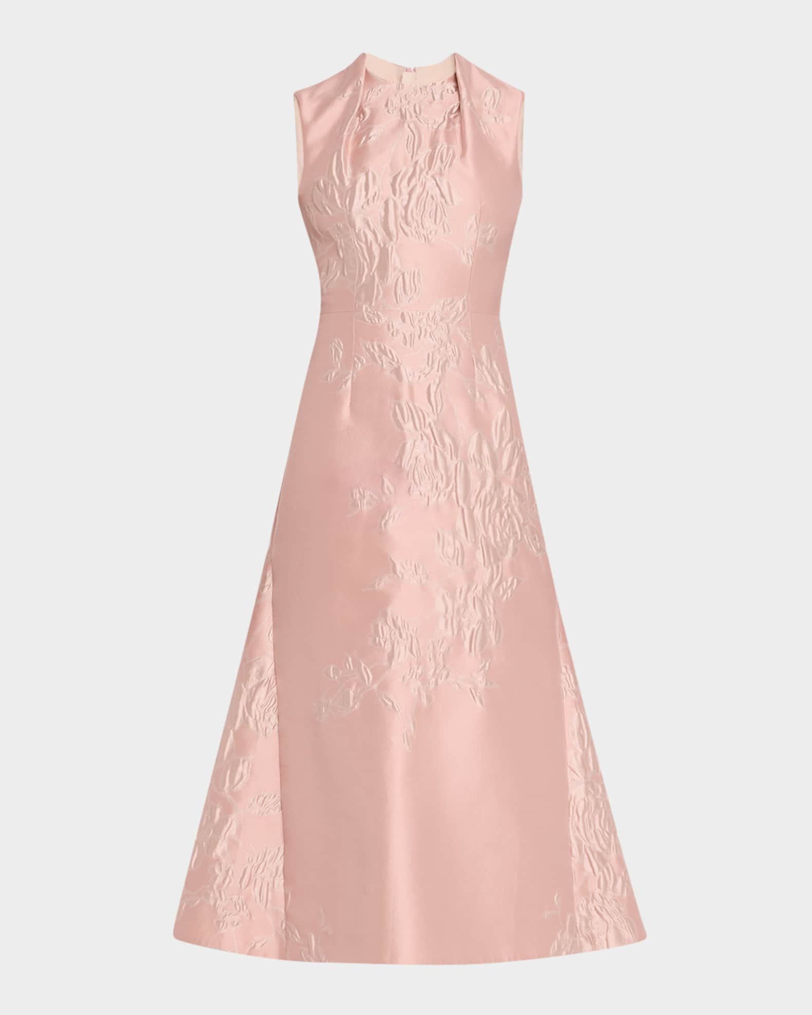 Kissa Floral Brocade Sleeveless Midi Dress 0
