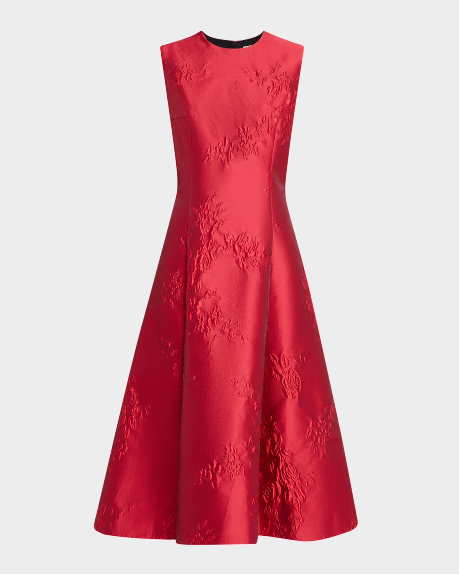 Mara Floral Bubble Jacquard Sleeveless Midi Dress 0