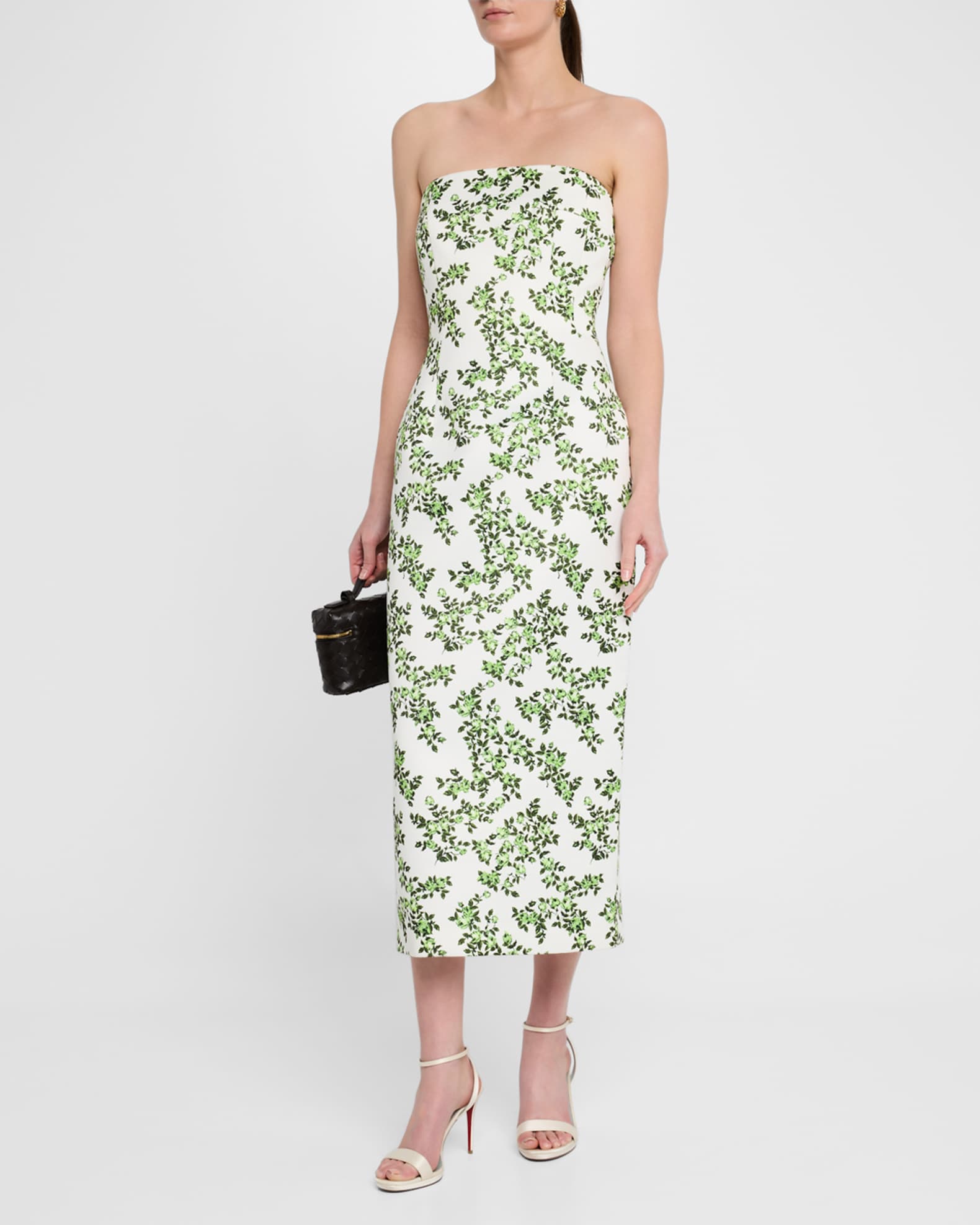 Leila Strapless Floral-Print Midi Dress 1
