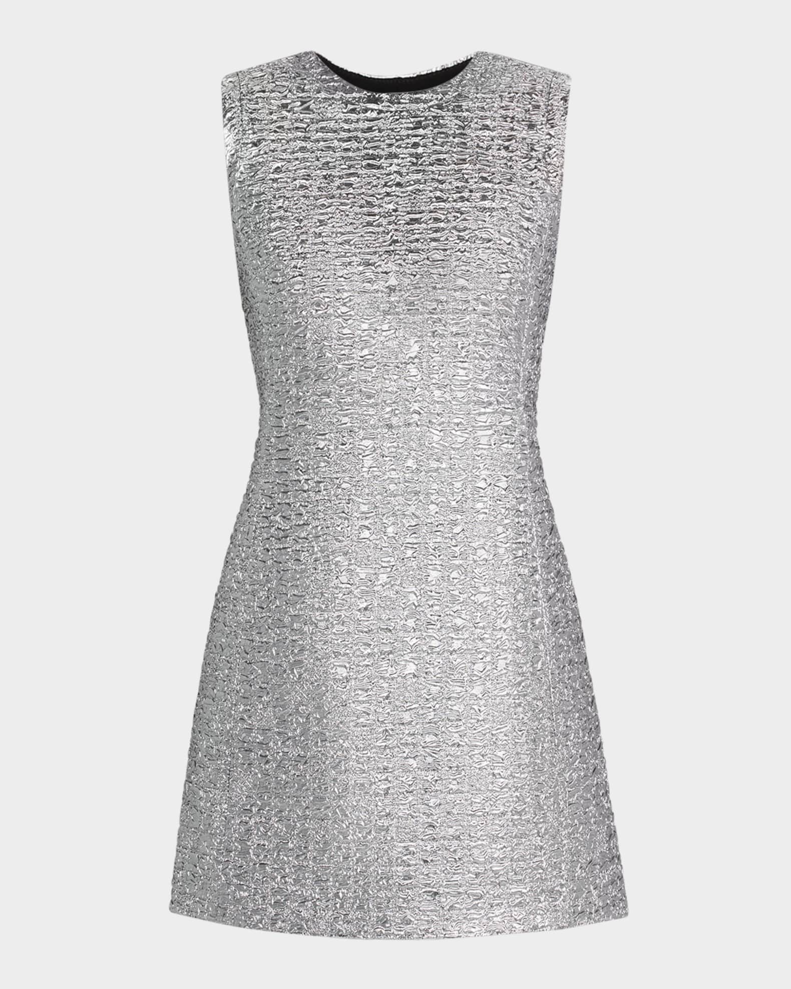 Emmy Metallic Seersucker Sleeveless Mini Dress 0