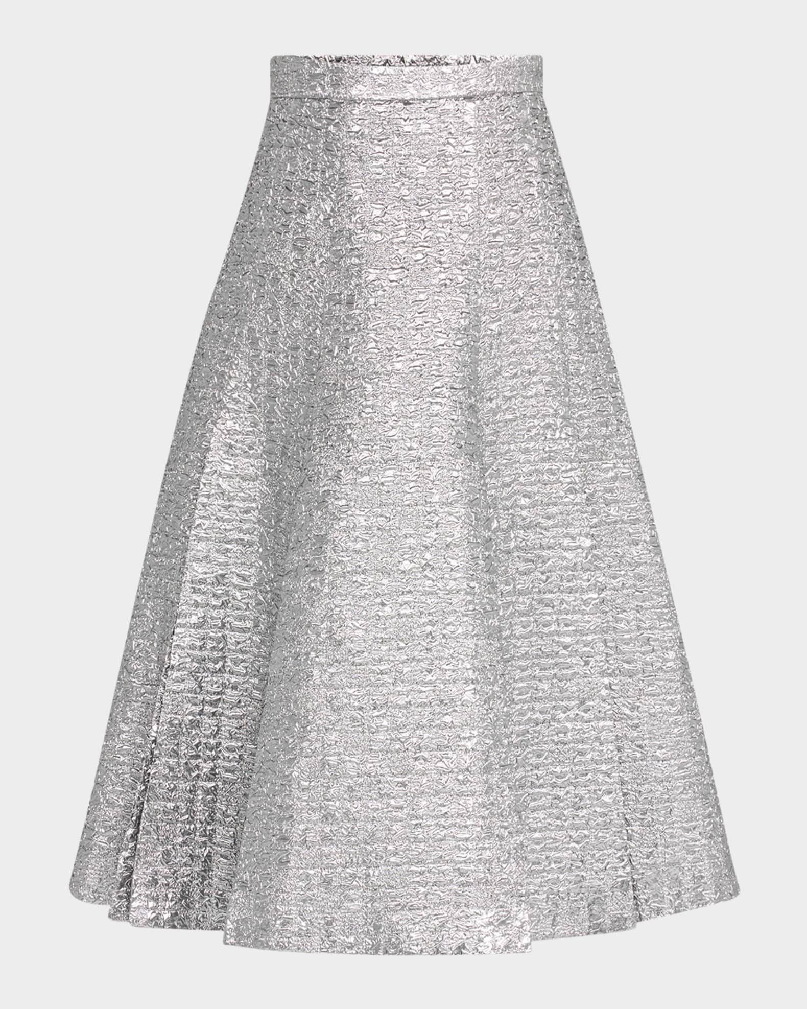 Kenzie Metallic Seersucker Midi Skirt 0