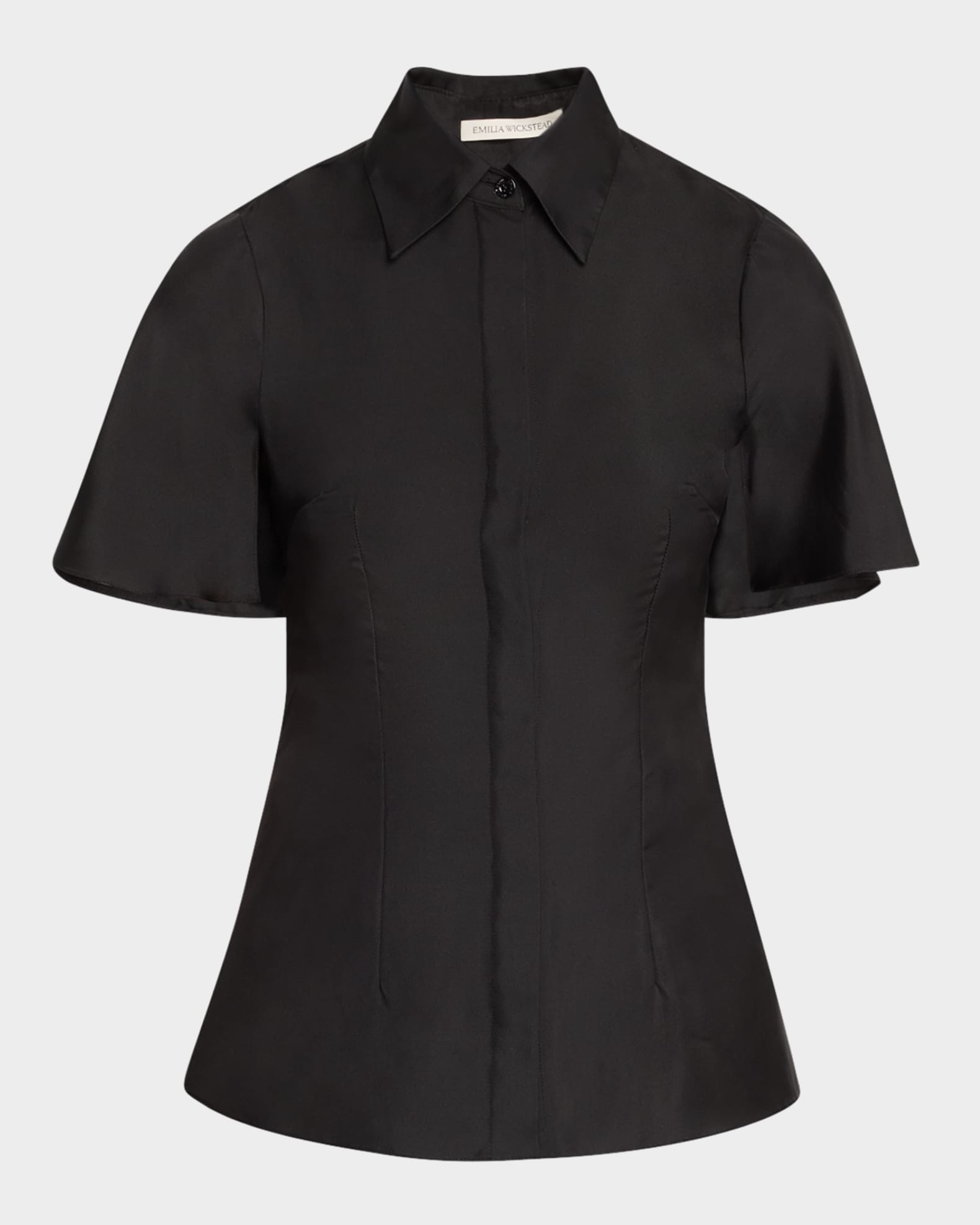 Keiko Cape Silk Twill Button-Down Top 0
