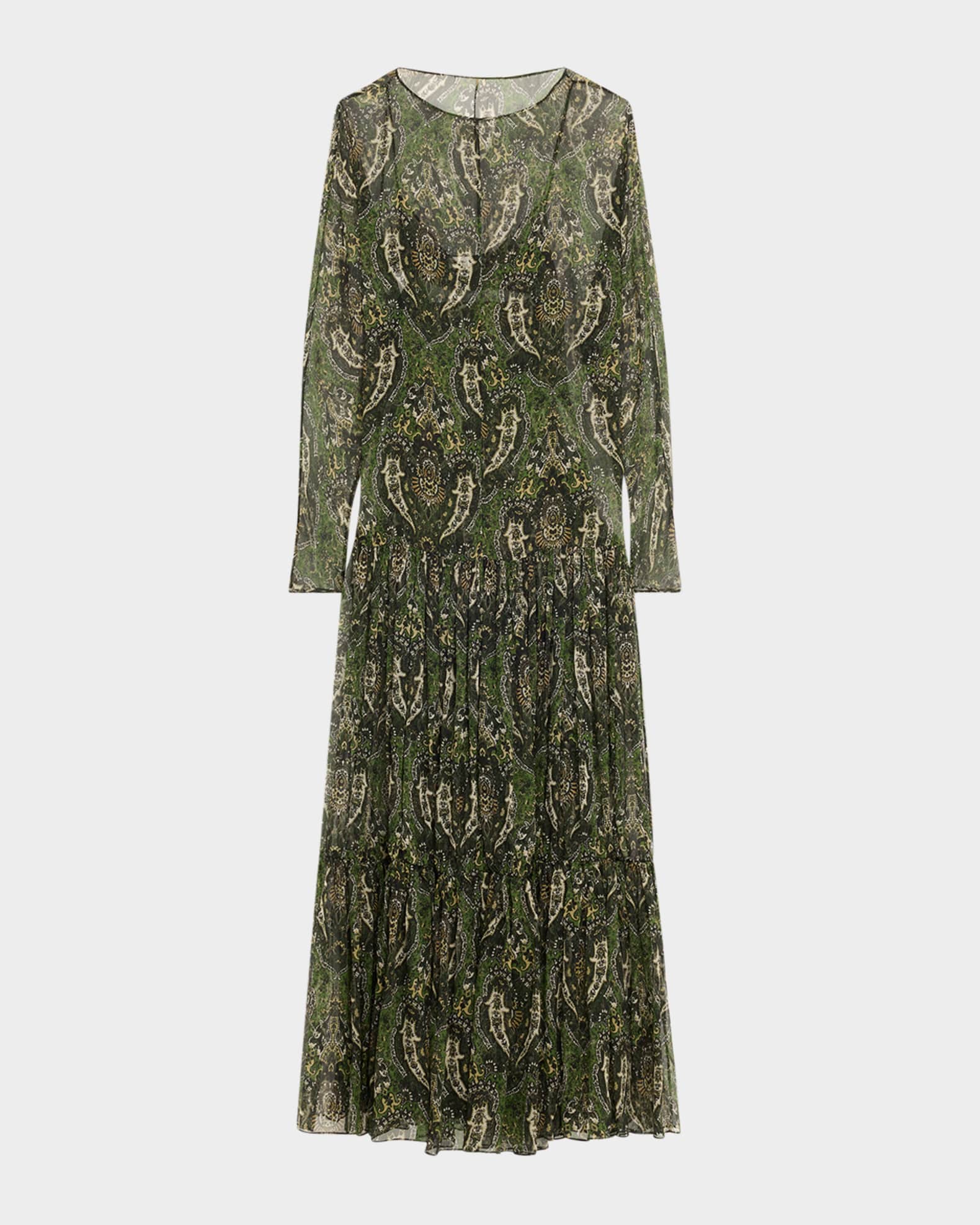 Sheer Paisley Print Gown with Slip Underpinning 0