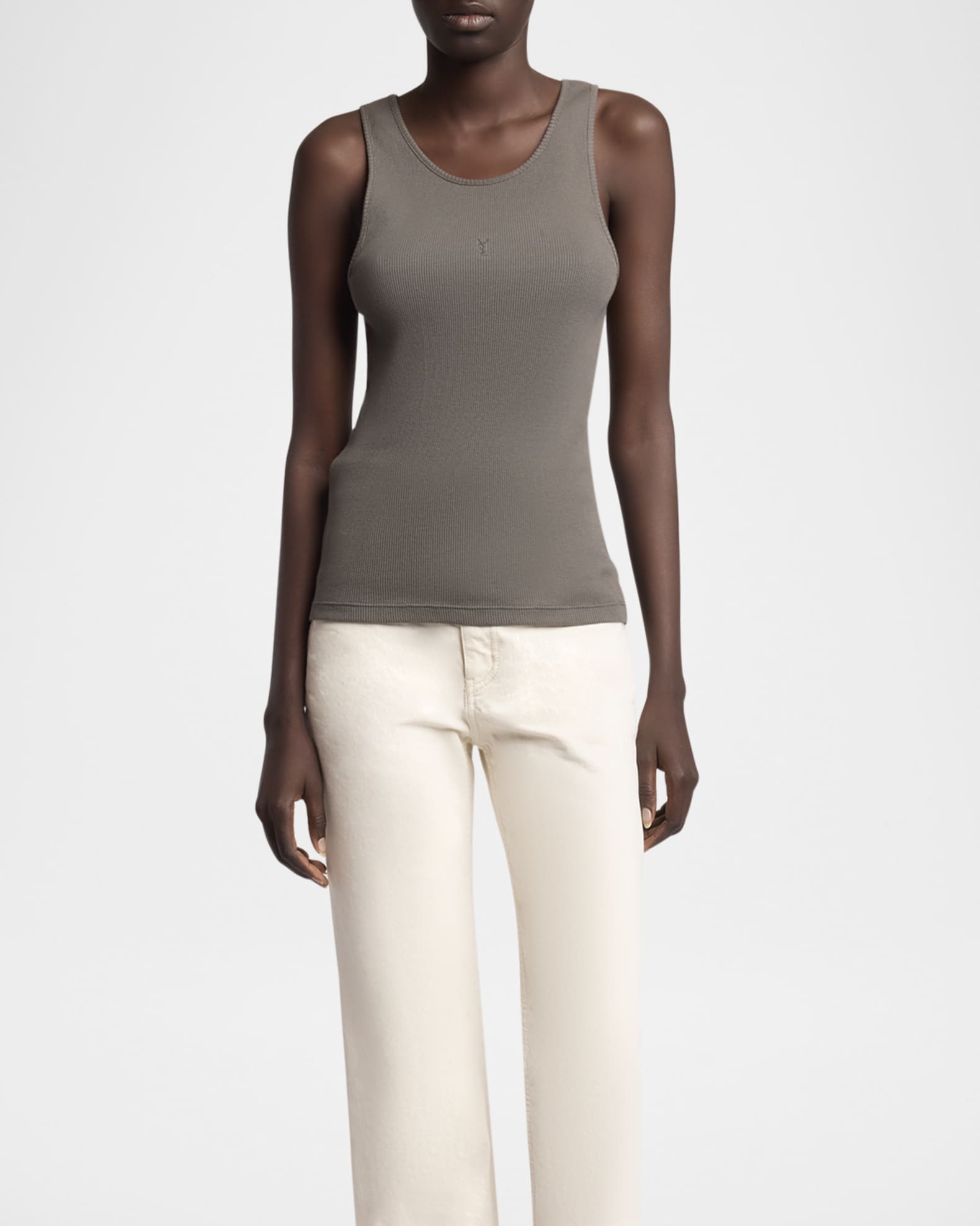 Saint Laurent YSL Embroidered Tank Top | Neiman Marcus
