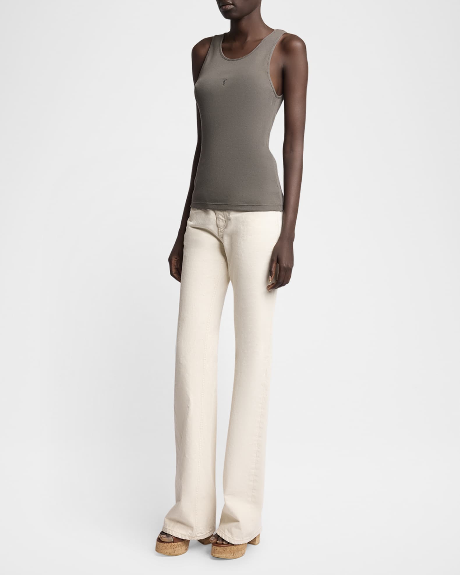 Saint Laurent YSL Embroidered Tank Top | Neiman Marcus