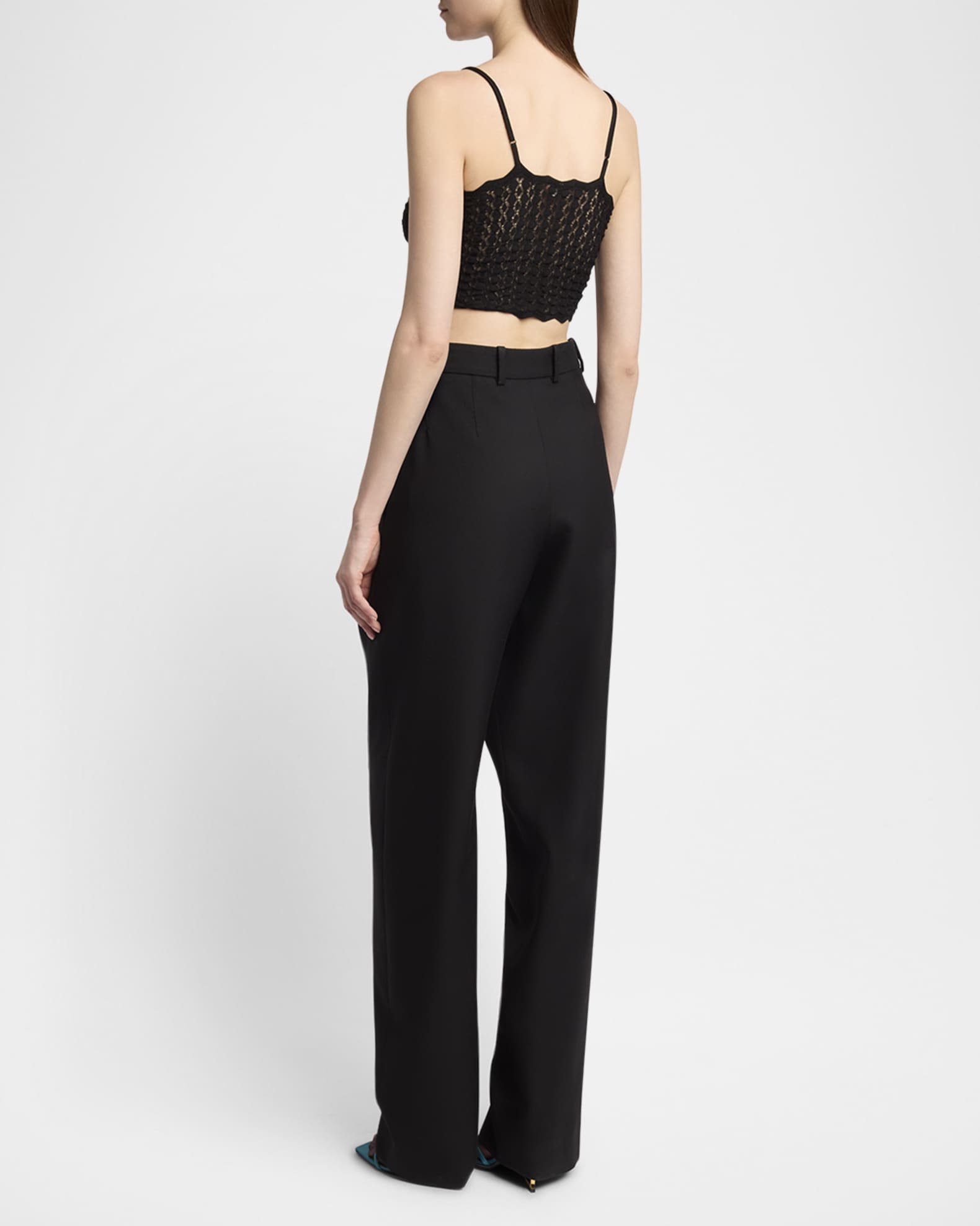 Saint Laurent Cropped Crochet Top | Neiman Marcus