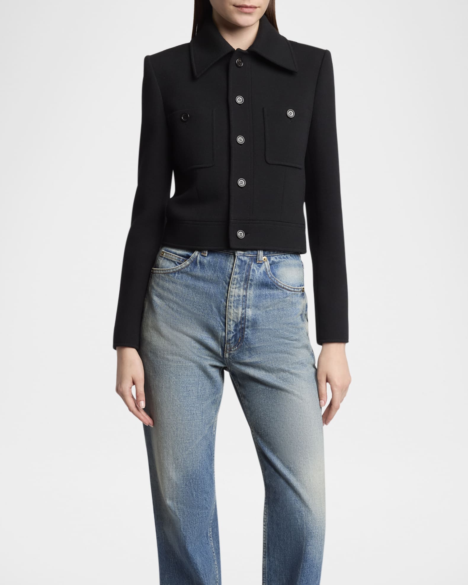 Collared Button Down Wool Jacket 1