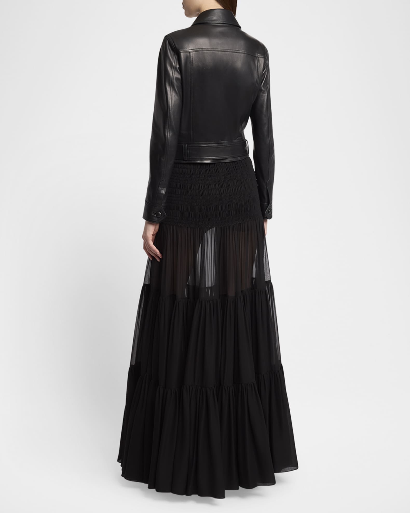 Saint Laurent Tiered Sheer Silk Maxi Skirt | Neiman Marcus Saint Laurent Tiered Sheer Silk Maxi Skirt | Neiman Marcus