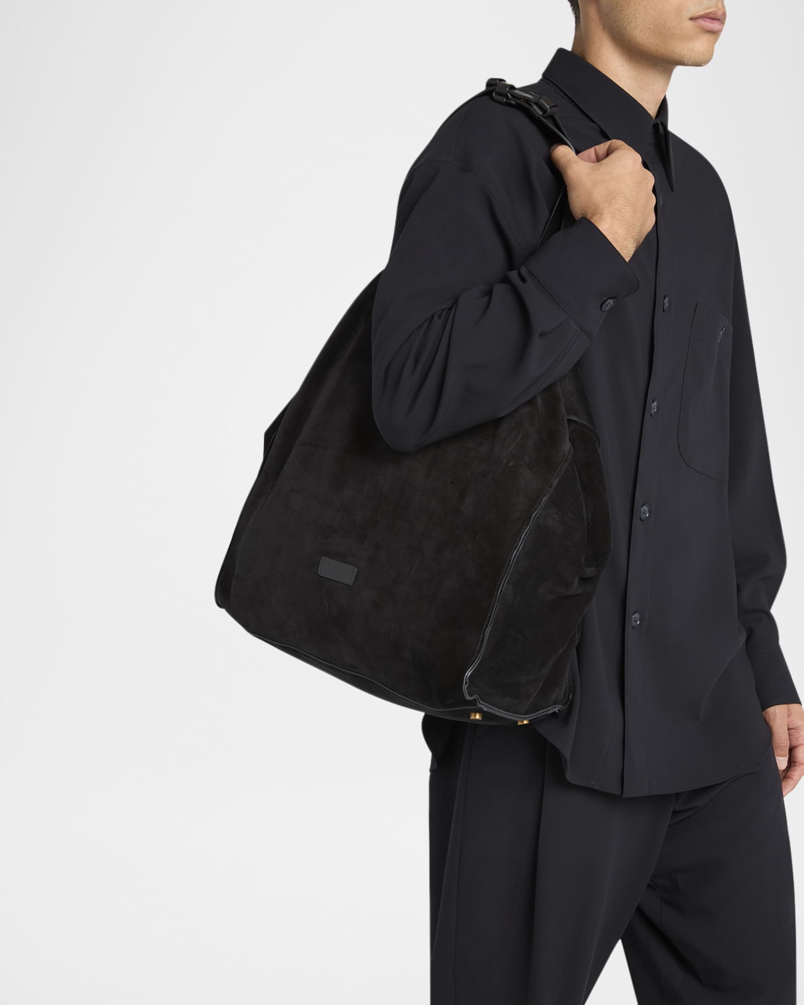 Men's Split Leather Tote Bag 1