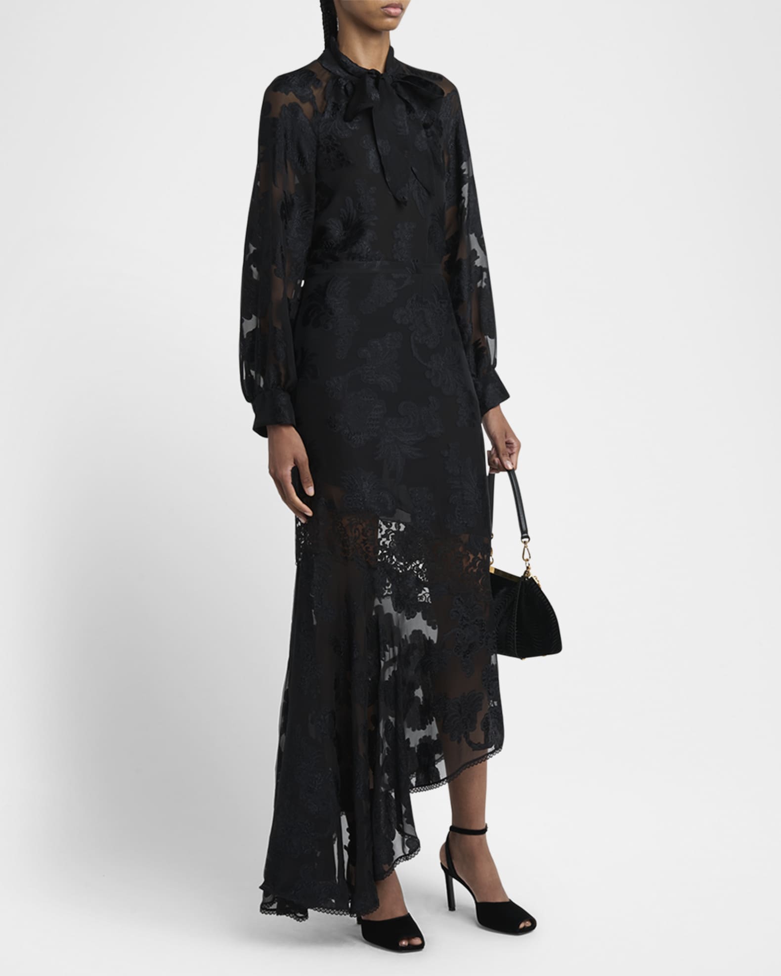 Etro Varigated Lace Assymetric Maxi Skirt | Neiman Marcus