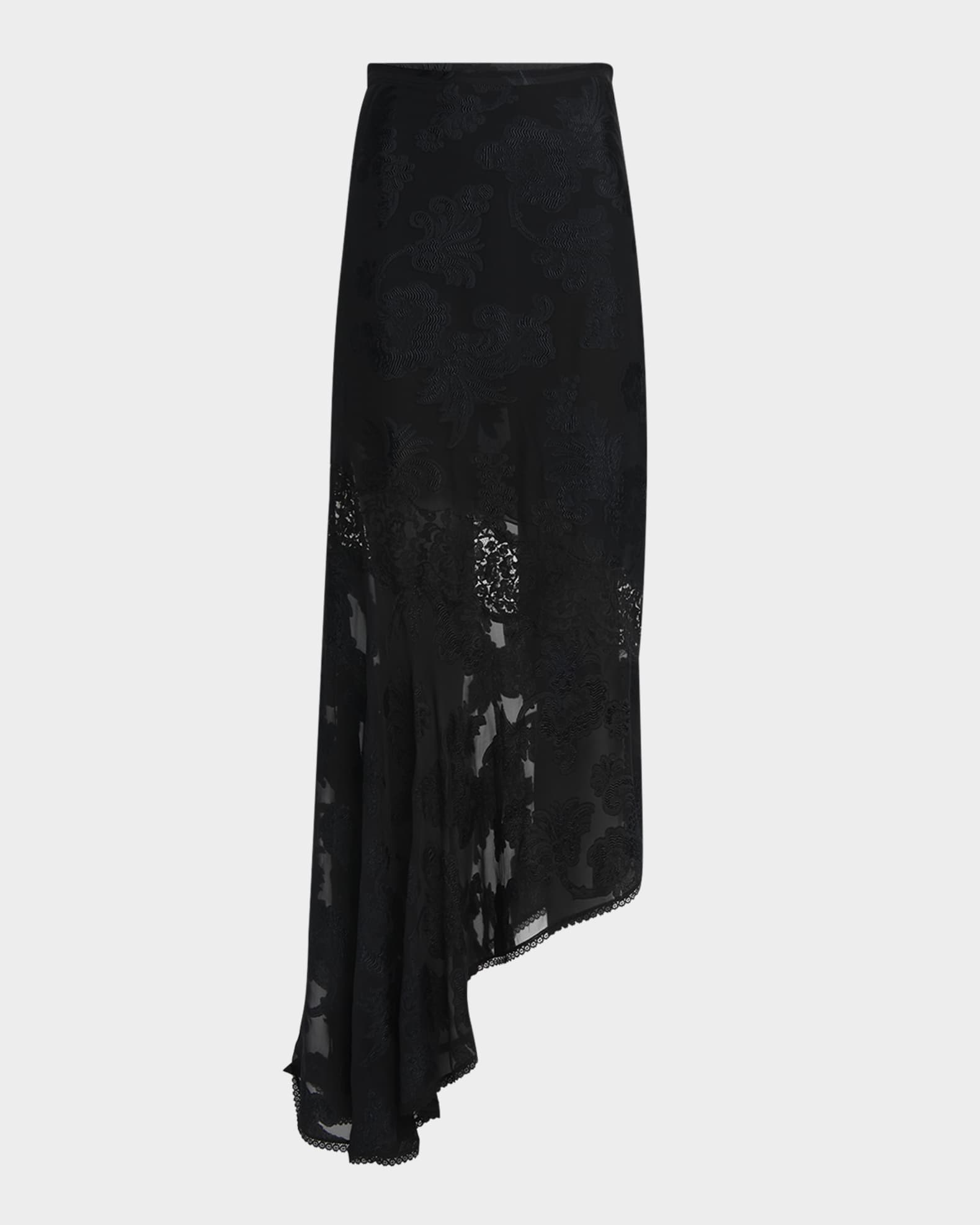 Etro Varigated Lace Assymetric Maxi Skirt | Neiman Marcus