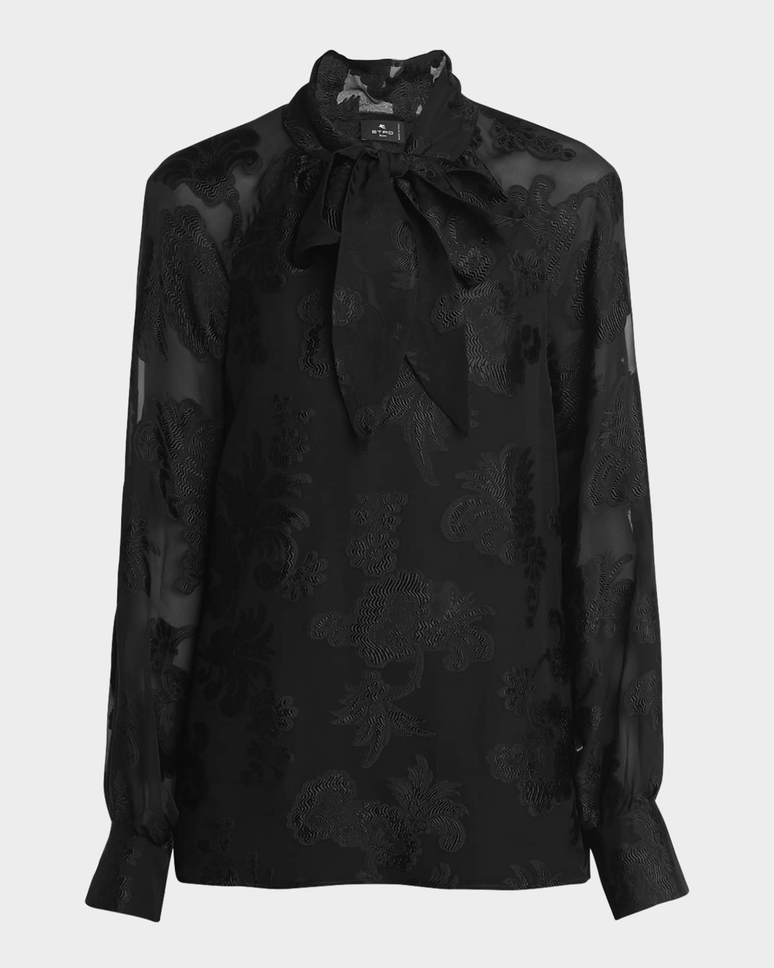 Fils Coupe Long-Sleeve Tie-Neck Blouse 0