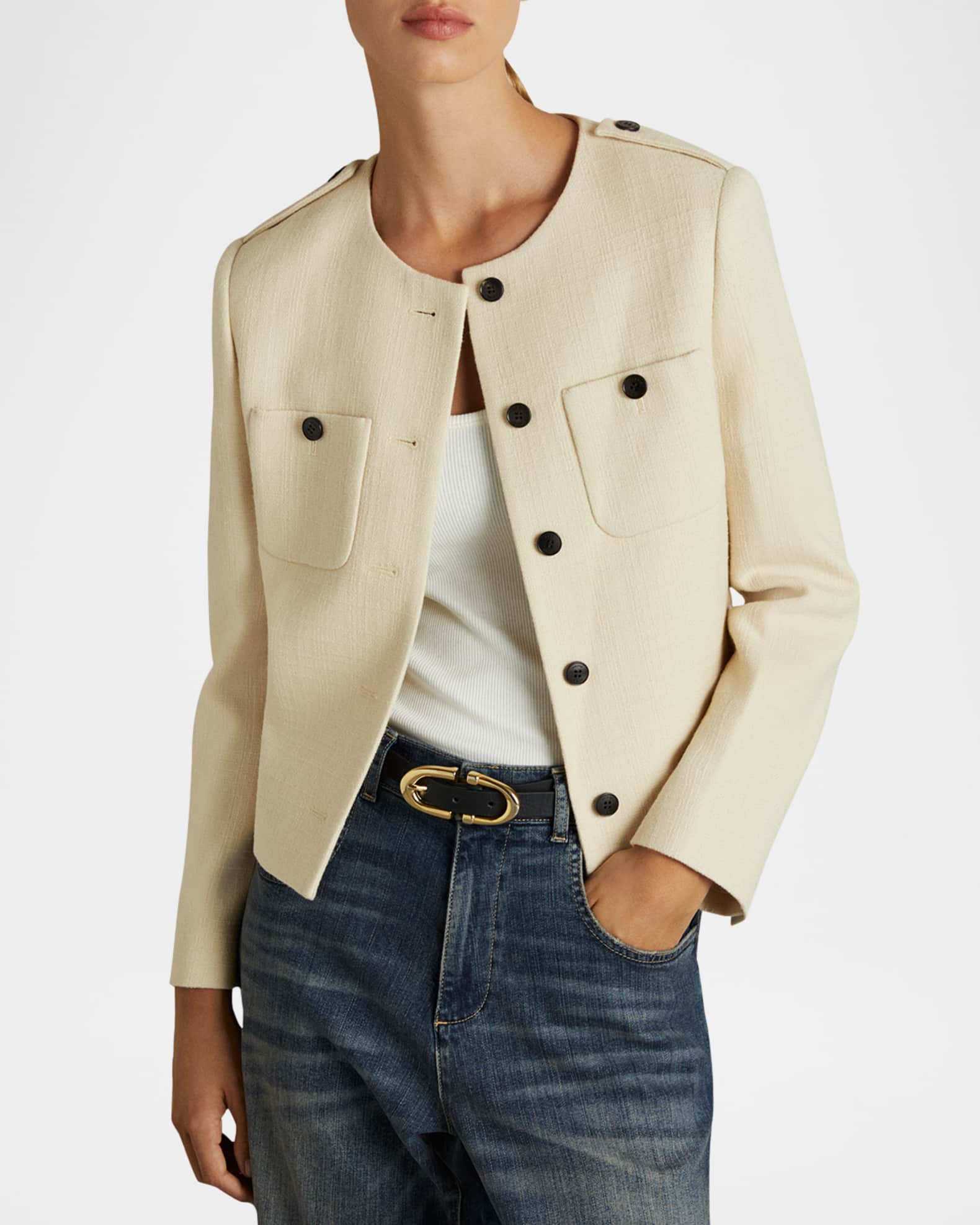 【海外限定】REISSジャケット☆Blane Wool Cropped Jacket in Cr REISS Blane Wool Cropped Jacket | Bloomingdale's