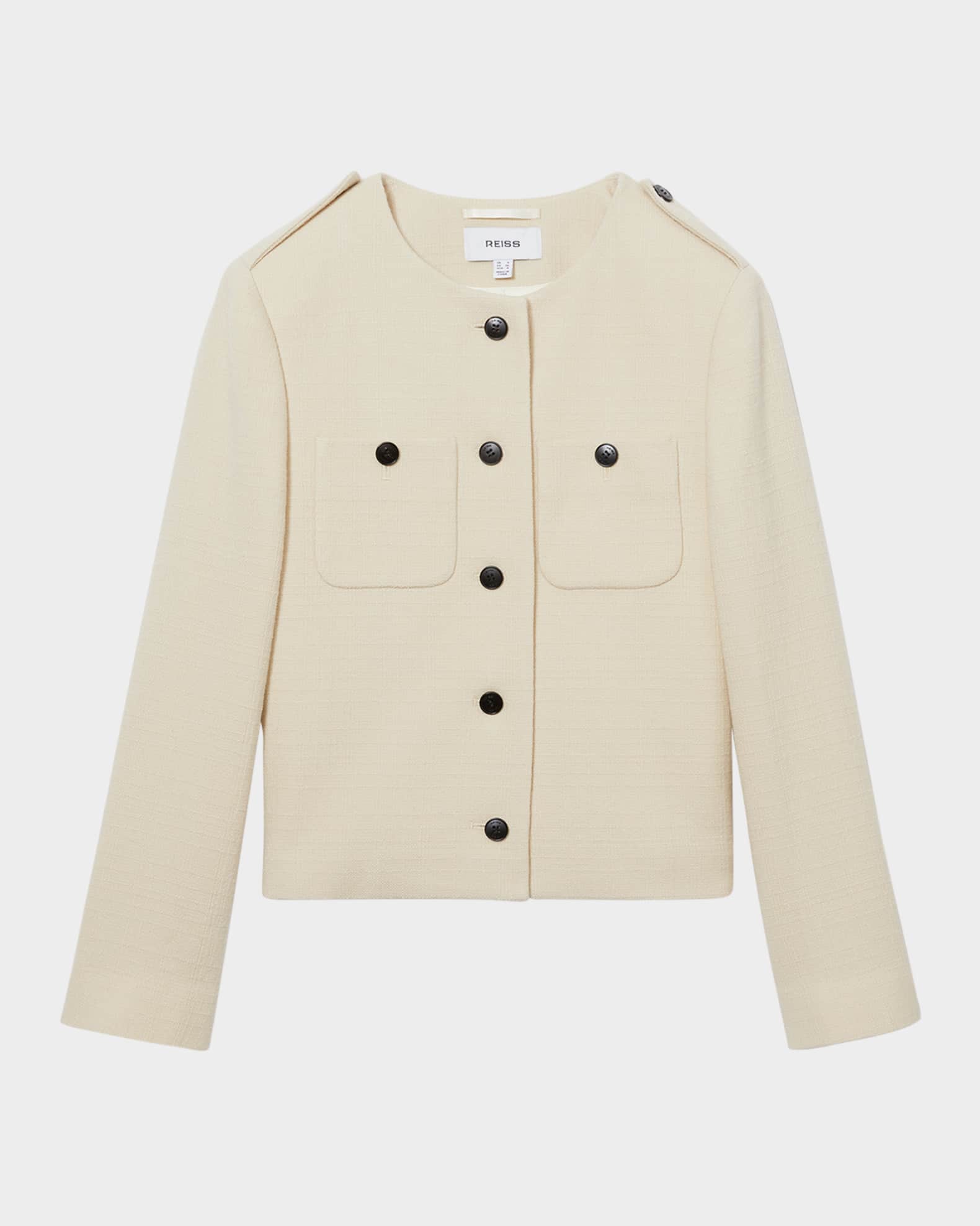 【海外限定】REISSジャケット☆Blane Wool Cropped Jacket in Cr Reiss Blane Button-Down Wool Jacket | Neiman Marcus
