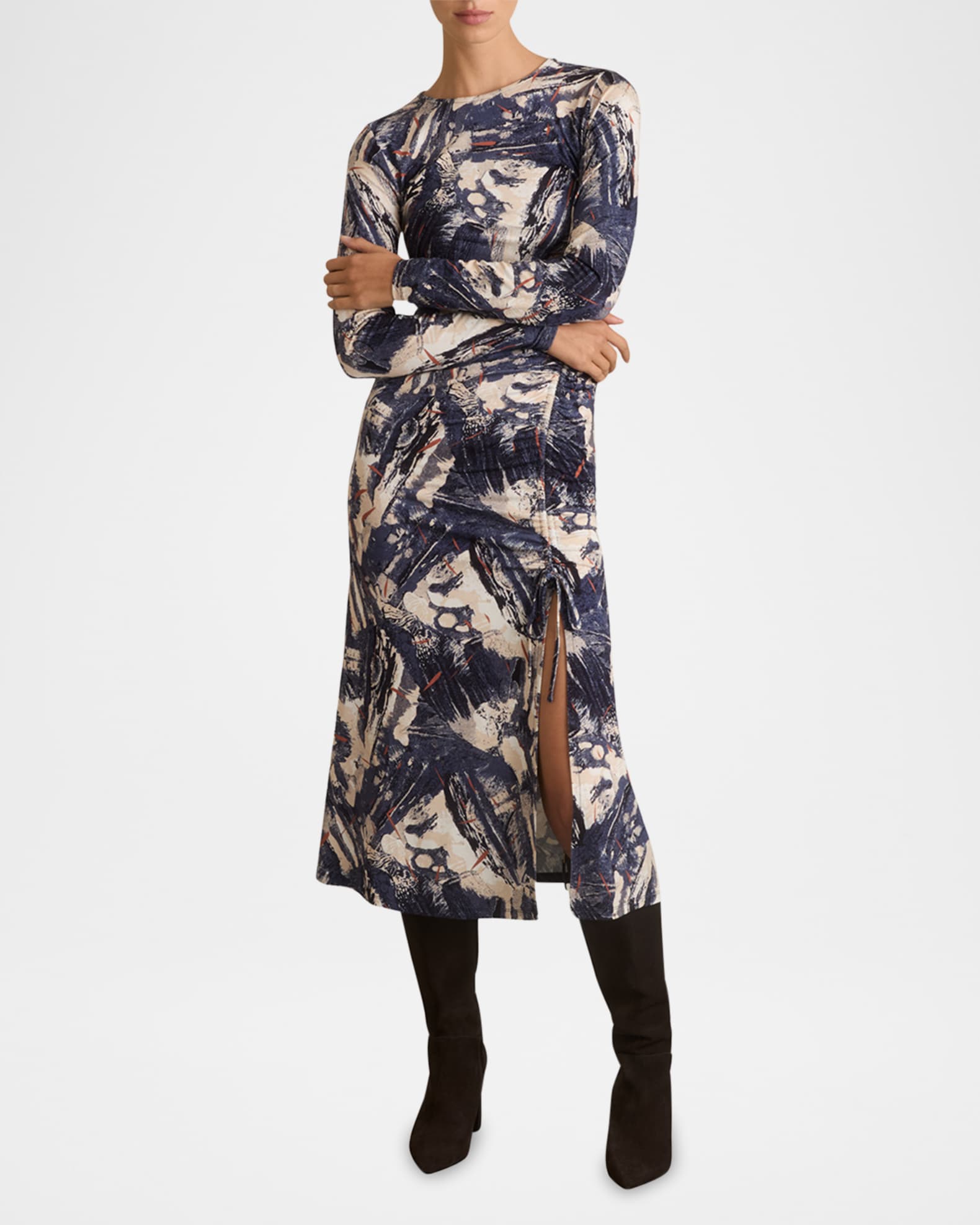 Riyo Abstract-Print Midi Dress 1