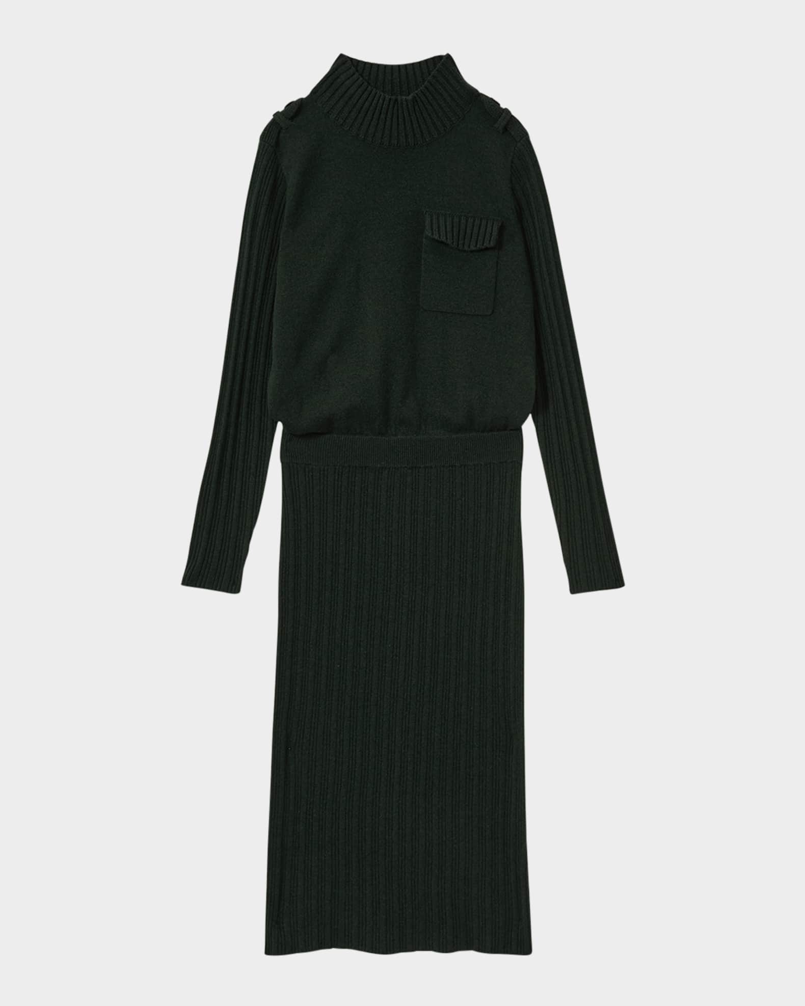 Floris Ribbed Mock-Neck Midi Sweater Dress 0