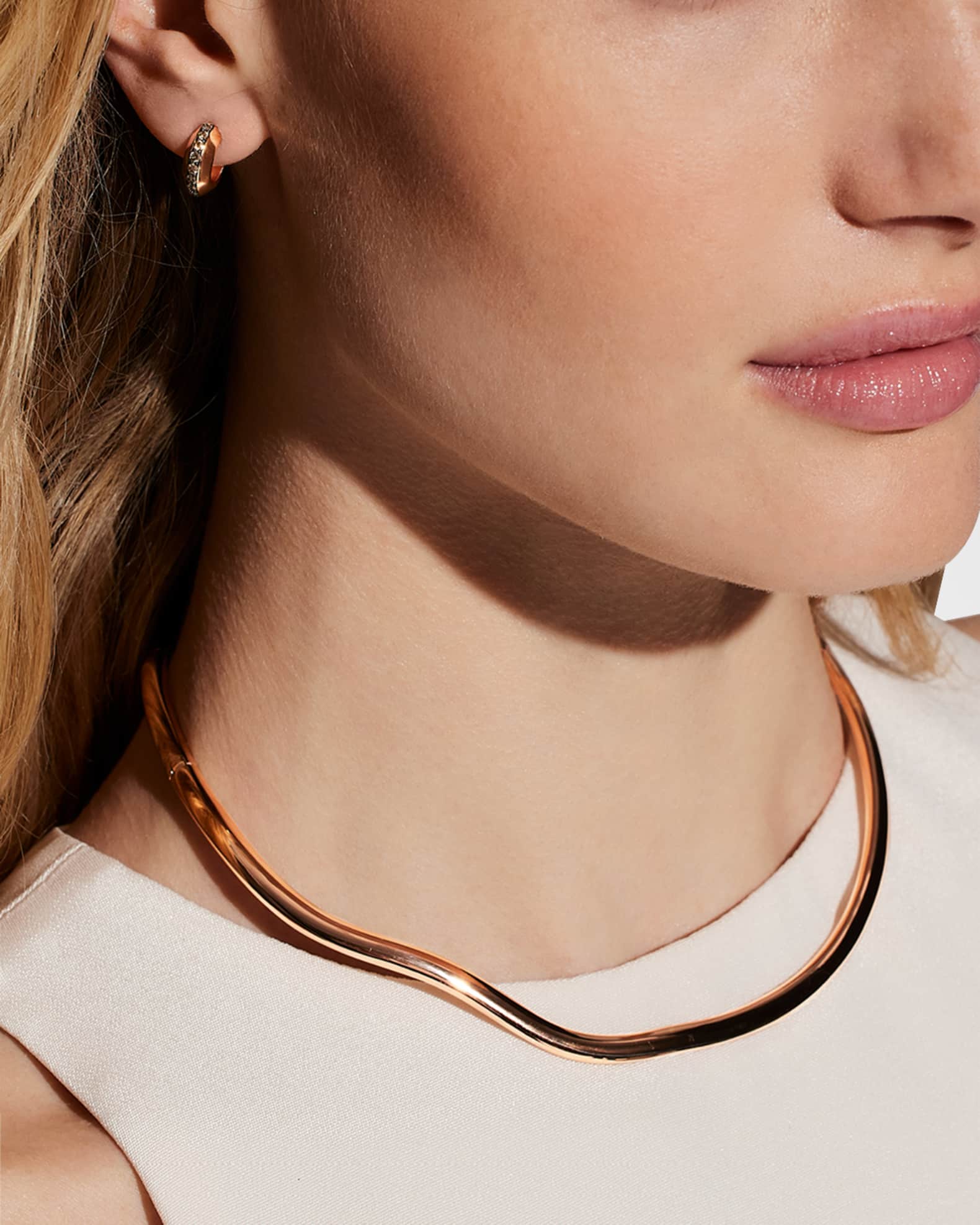 Julian 18K Yellow Gold Wave Necklace, 15"L 1