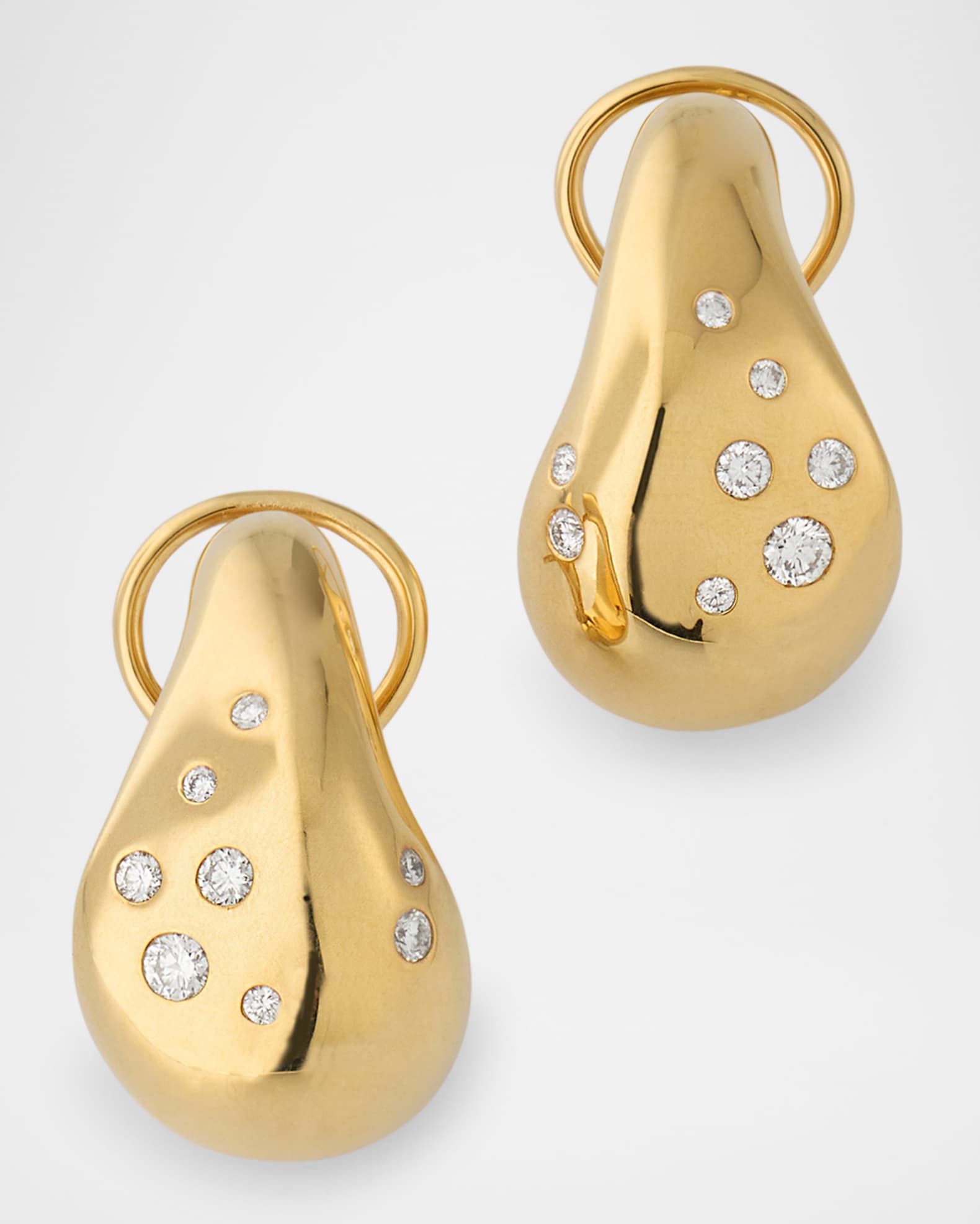 18K Yellow Gold Wide Wave Hoop Earrings with Diamonds 0