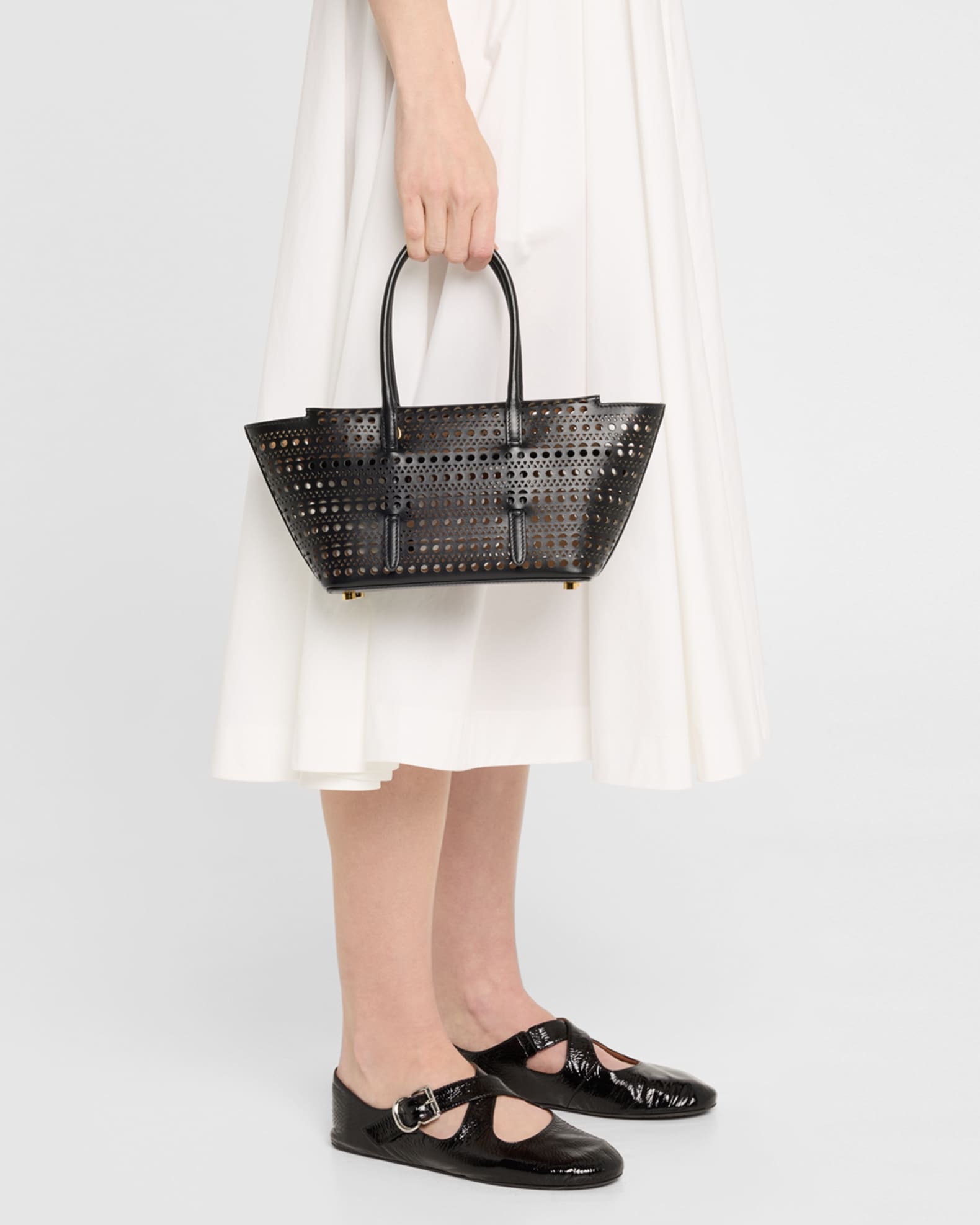 ALAIA Neo Mina 20 Perforated Leather Top-Handle Bag | Neiman