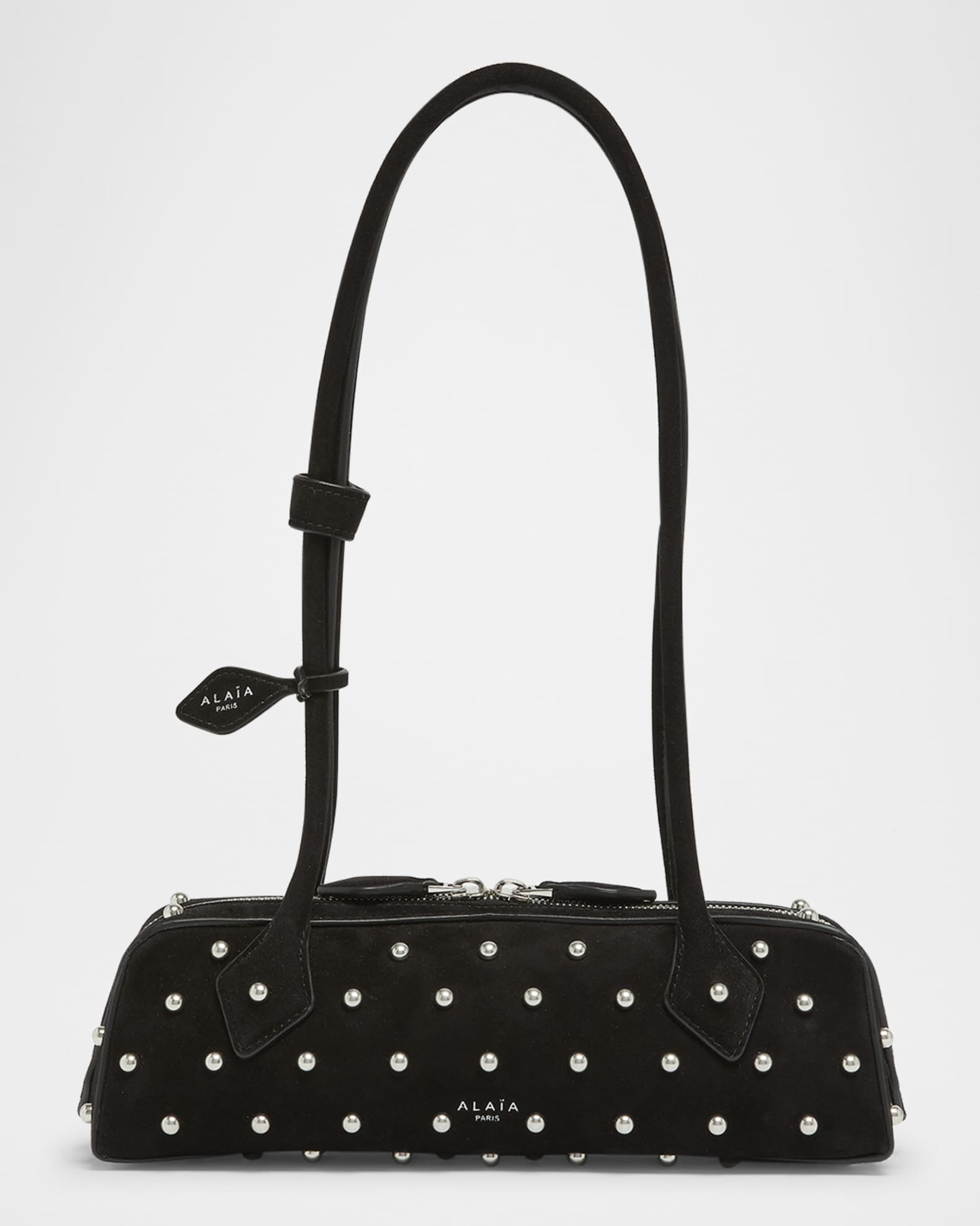 Le Teckel Small Shoulder Bag in Studded Suede 0