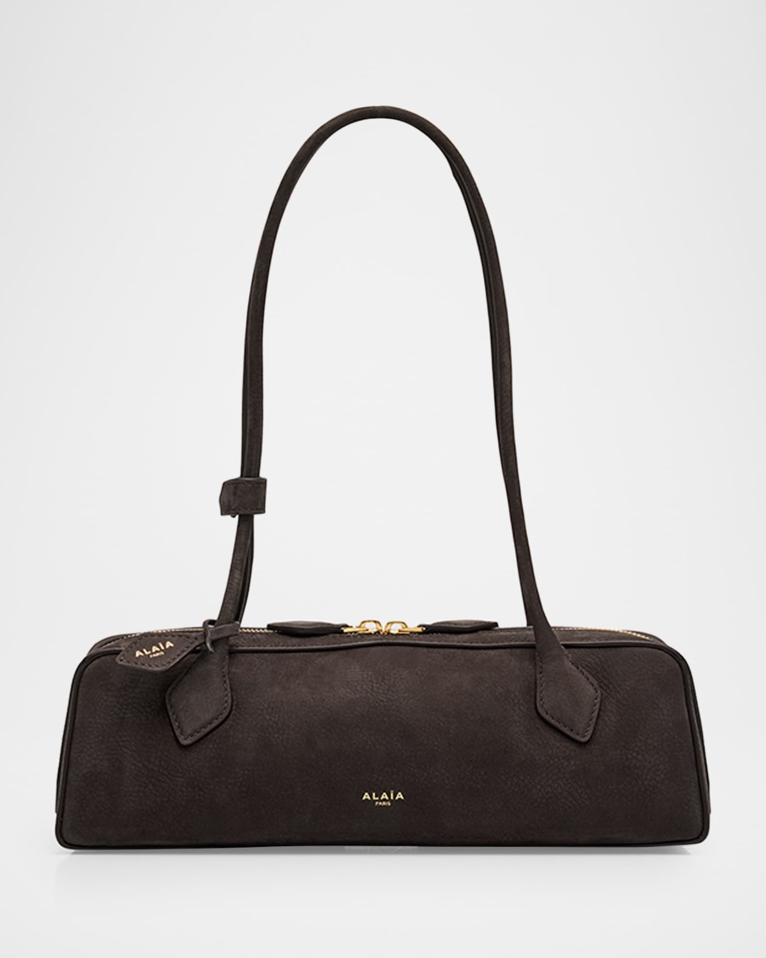 ALAIA Le Teckel Medium Suede Shoulder Bag | Neiman Marcus
