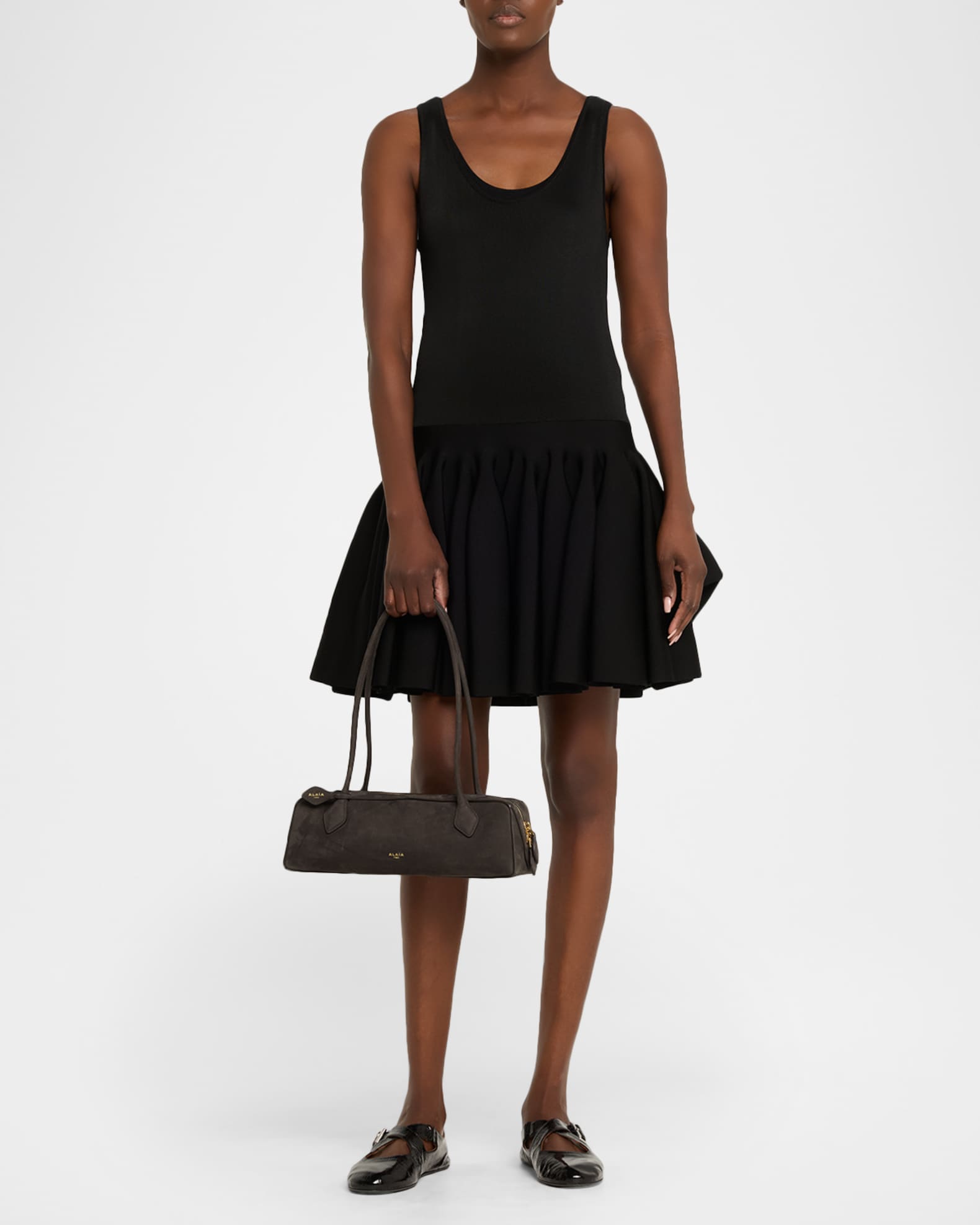 ALAIA Le Teckel Medium Suede Shoulder Bag | Neiman Marcus
