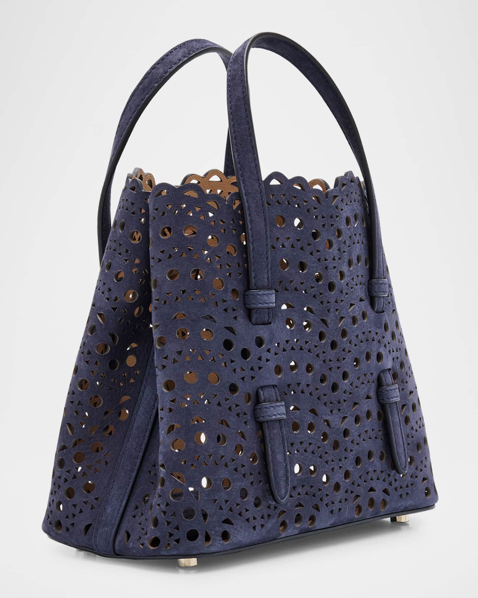 【関税・送料込み】Alaia Alaia Mina 20 Perforated Bag ALAIA Mina 20 Tote Bag in Metallic Perforated Leather