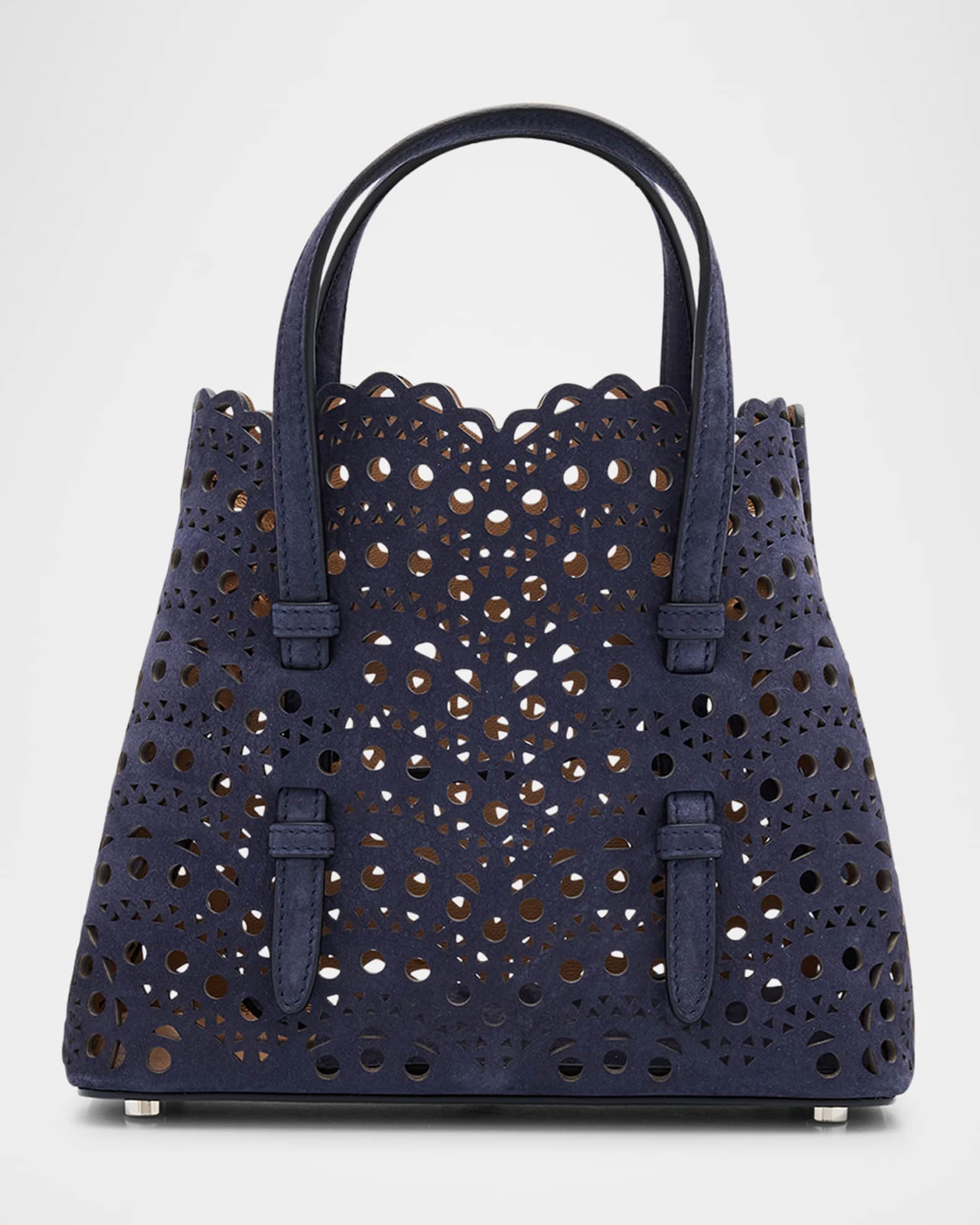 Mina 20 Top-Handle Bag in Perforated Suede  0