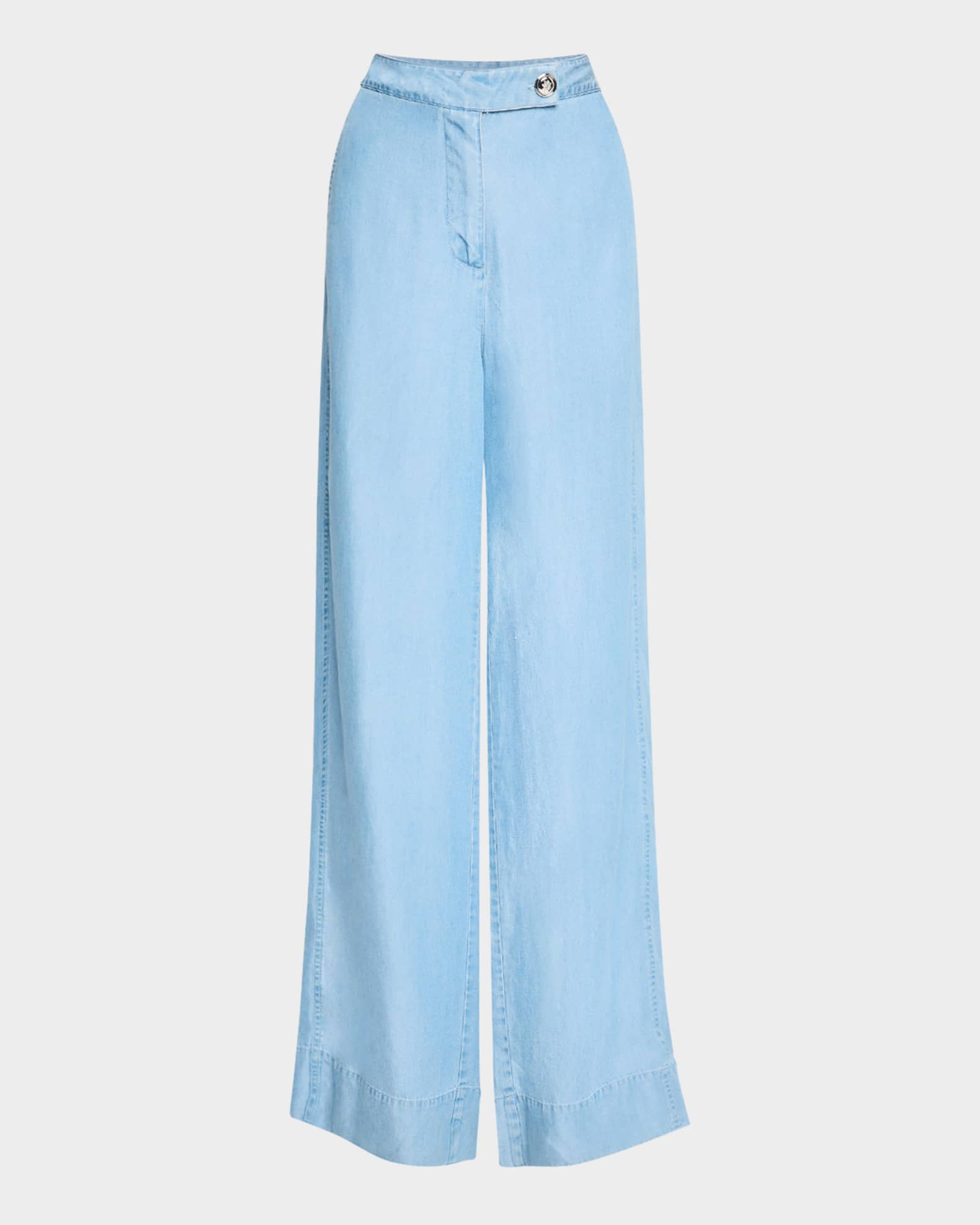 Eli Wide-Leg Chambray Trousers 0