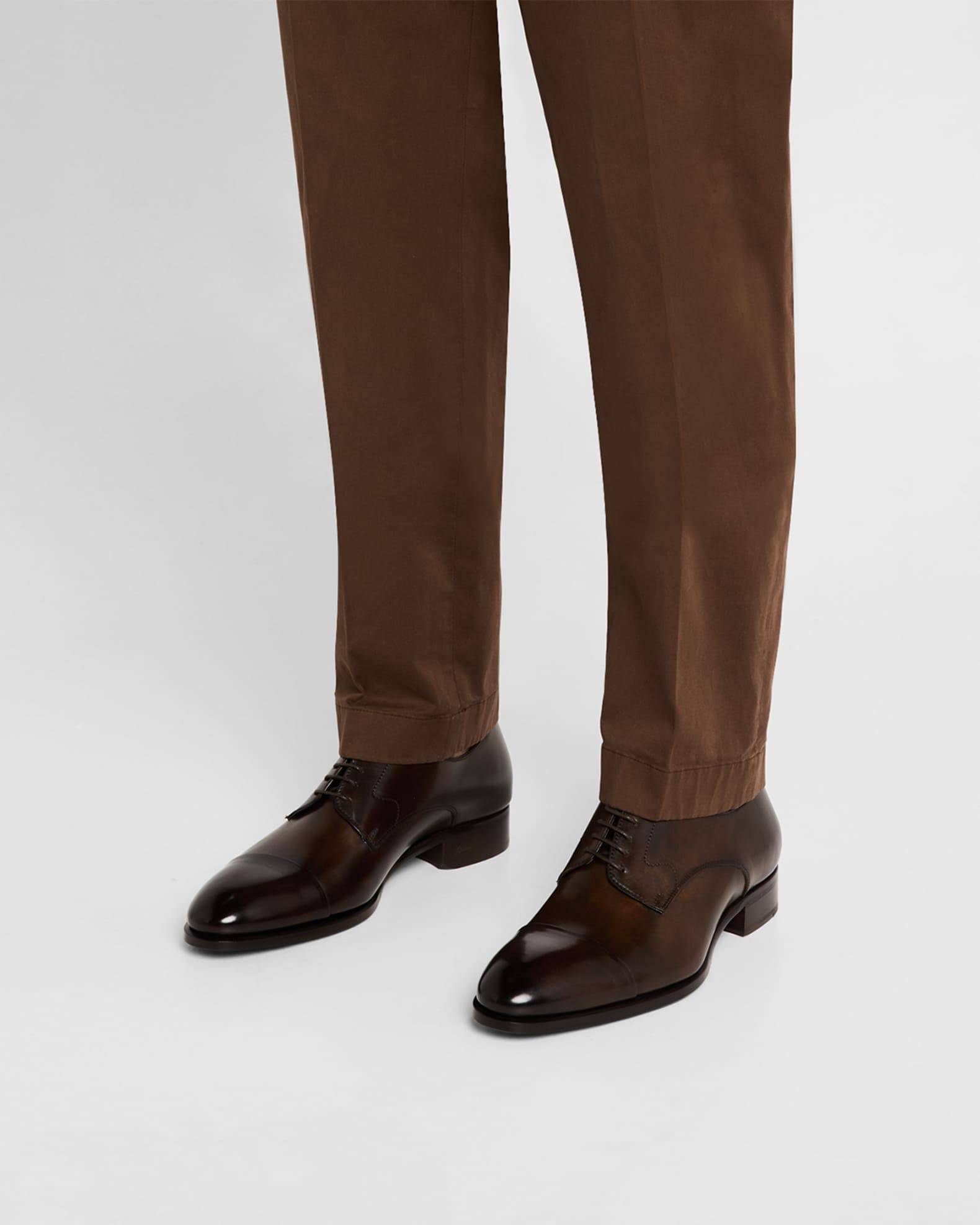 Men's Milano Leather Cap-Toe Derby Shoes 1
