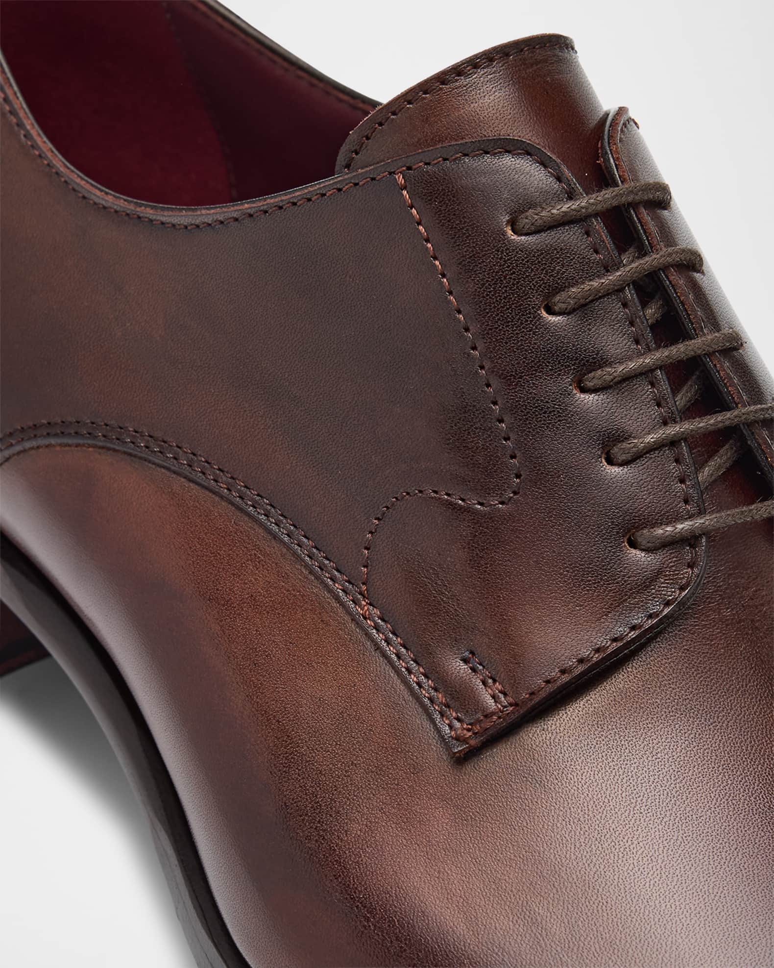 Brioni Men's Milano Leather Cap-Toe Derby Shoes | Neiman Marcus